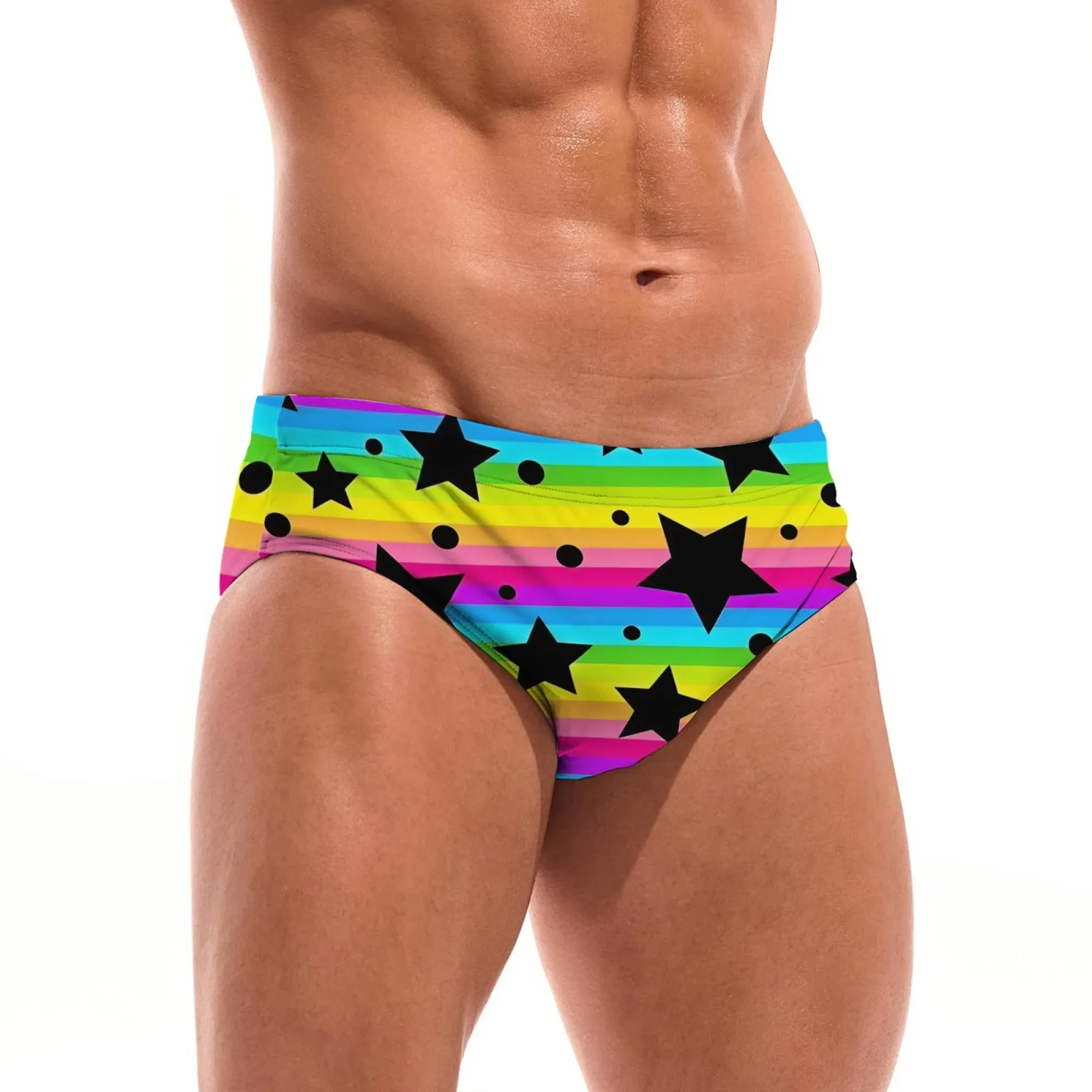 Rainbow Stars Trendy Men's Swim Trunks Sexy Briefs Swimwear Novelty Water Sports Shorts Lightweight Comfortable Novelty Fun
Rainbow Stars Trendy Men's Swim Trunks Sexy Briefs Swimwear Novelty Water Sports Shorts Lightweight Comfortable Novelty Fun