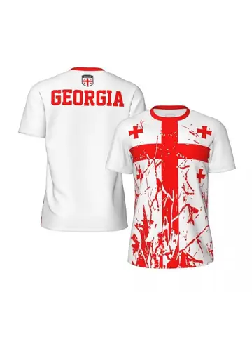 Georgië Vlag Grafische Heren Voetbal Jersey Mode Nationaal Embleem 3D Gedrukt Sport T-shirt Casual Oversized Ademende T-shirts