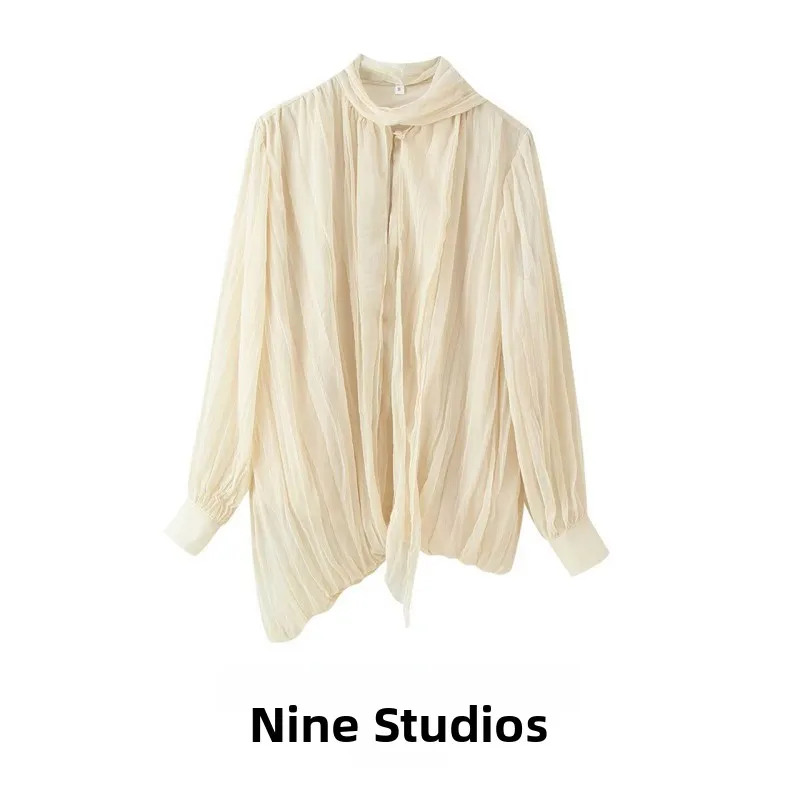 Elegant Casual Long Sleeve Shirt Women's Fashion Polyester Loose Fit Tunic Top with Scarf Leisure Breathable Summer Shirt
Elegant Casual Long Sleeve Shirt Women's Fashion Polyester Loose Fit Tunic Top with Scarf Leisure Breathable Summer Shirt