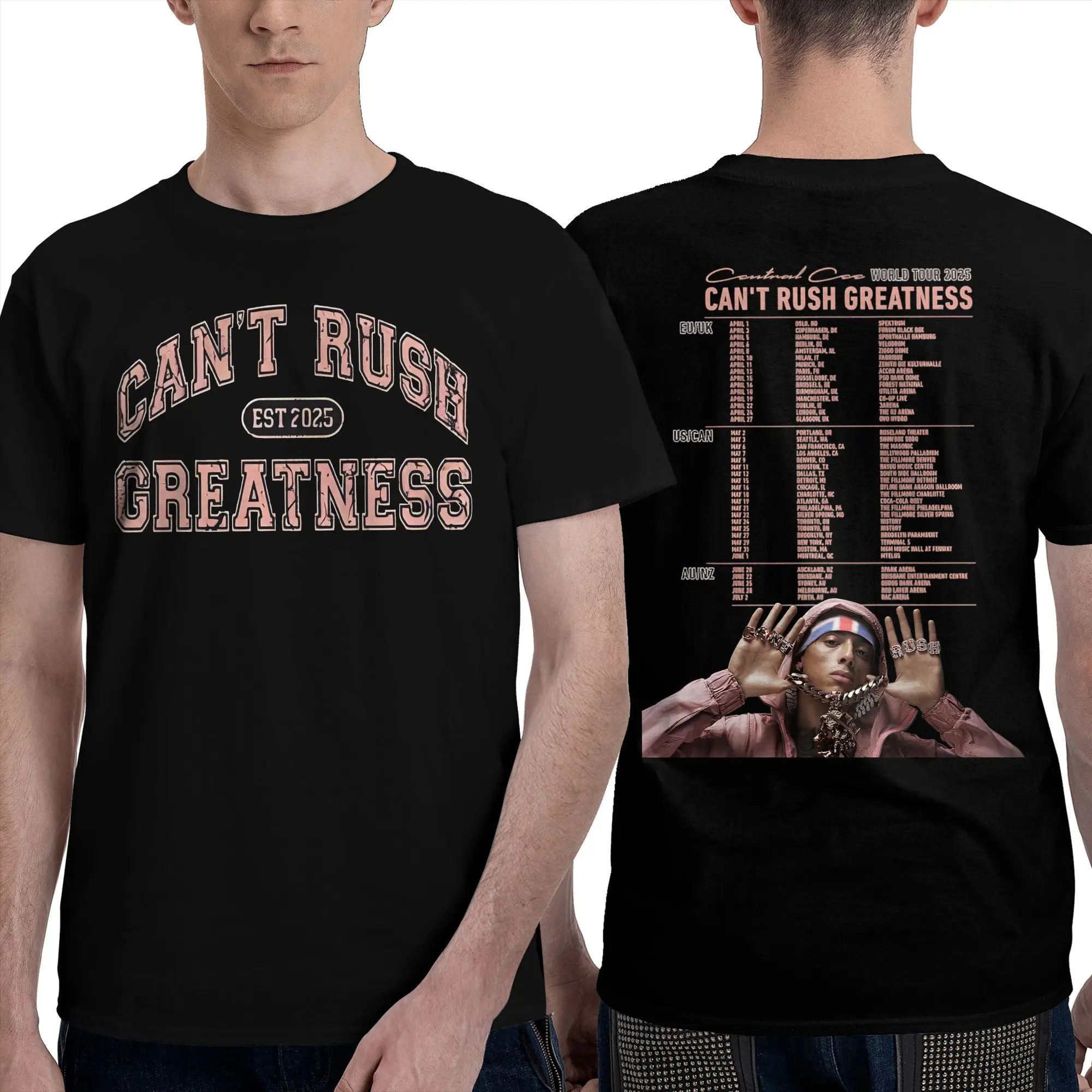 Футболка CAN'T RUSH GREATNESS World Tour 2025, футболки Central Cee Singer, топы с короткими рукавами, летние хлопковые футболки с круглым вырезом, большие размеры
Футболка CAN'T RUSH GREATNESS World Tour 2025, футболки Central Cee Singer, топы с короткими рукавами, летние хлопковые футболки с круглым вырезом, большие размеры