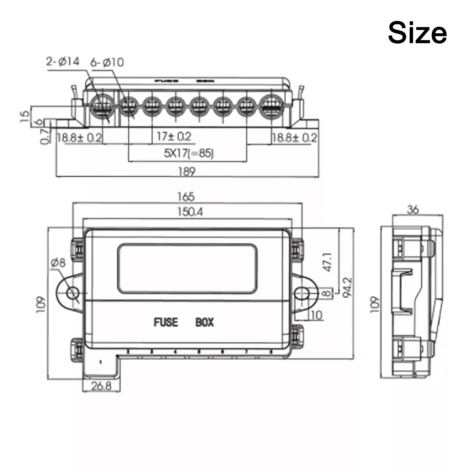 Automotive Repair 167mm*105mm*35mm 32V Fuse Block 32V Car Fuse Block Holder Automotive Fuse Box 15A-250A Compatibility For RV
Automotive Repair 167mm*105mm*35mm 32V Fuse Block 32V Car Fuse Block Holder Automotive Fuse Box 15A-250A Compatibility For RV