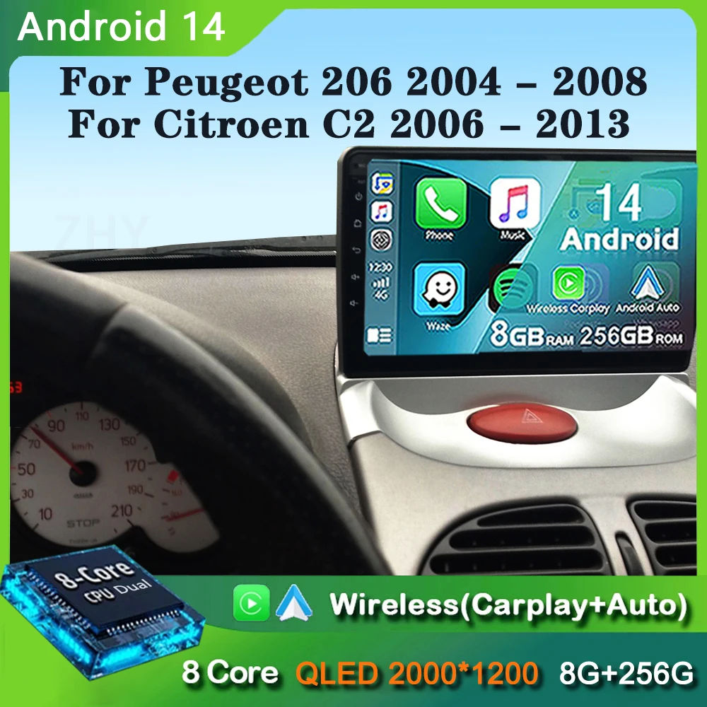 Android 14 Carplay Auto For Peugeot 206 2004 - 2008 For Citroen C2 2006 - 2013 Car Radio Multimedia Video Player Navigation GPS
Android 14 Carplay Auto For Peugeot 206 2004 - 2008 For Citroen C2 2006 - 2013 Car Radio Multimedia Video Player Navigation GPS