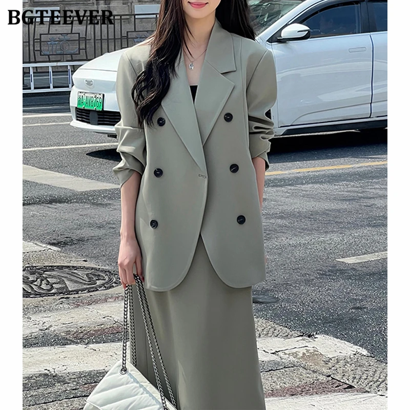 BGTEEVER Fashion Ladies 2 Pieces Blazer Set Long Sleeve Double Breasted Suit Jackets Women Skirts Suits
BGTEEVER Fashion Ladies 2 Pieces Blazer Set Long Sleeve Double Breasted Suit Jackets Women Skirts Suits
