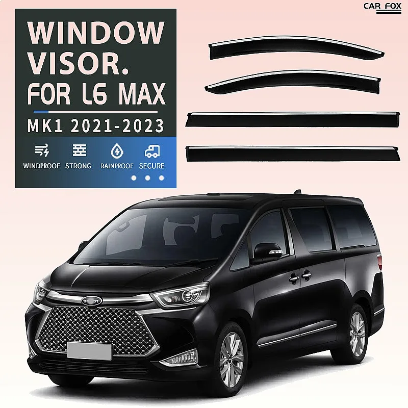 4Pcs For JAC REFINE L6 MAX 2021+ Car Window Visor Rain Sun Shade Awning Side Windshield Deflector Styling Accessories
4Pcs For JAC REFINE L6 MAX 2021+ Car Window Visor Rain Sun Shade Awning Side Windshield Deflector Styling Accessories