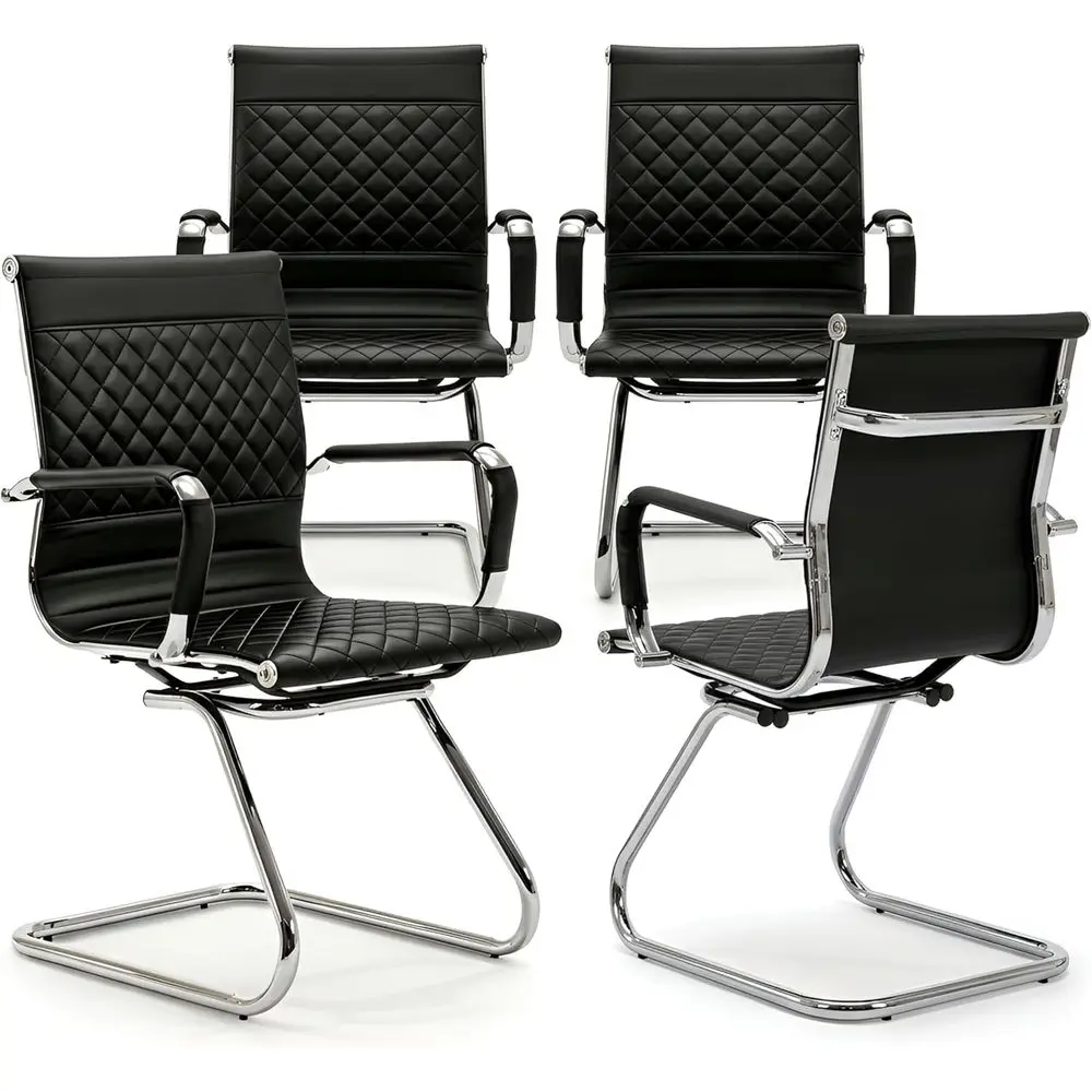 4-Piece Waiting Room Chair Set with Arms, Sled Base, PU Leather, Ideal for Conference and Meeting Rooms, Black
4-Piece Waiting Room Chair Set with Arms, Sled Base, PU Leather, Ideal for Conference and Meeting Rooms, Black