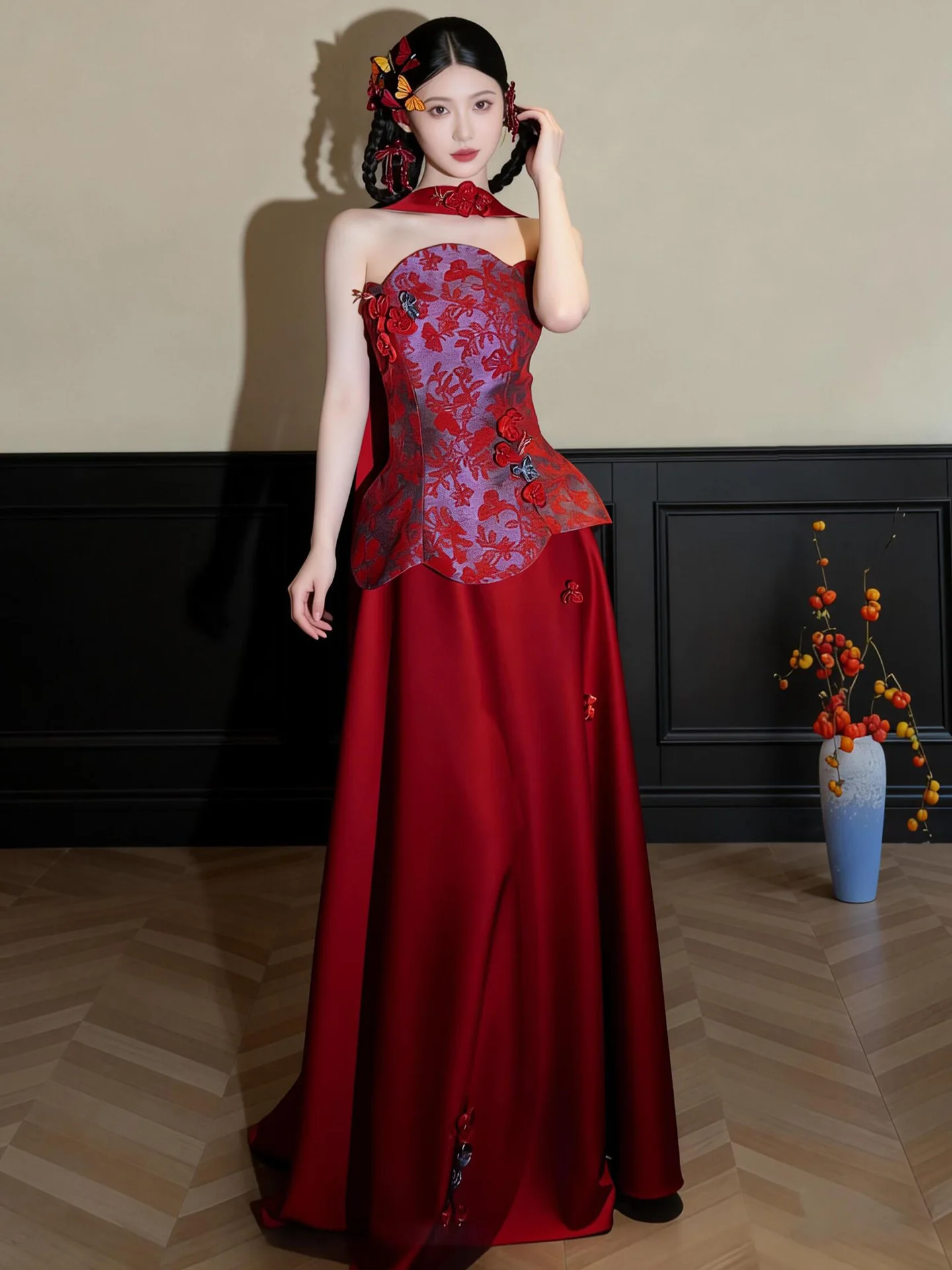 Red Chinese Style Evening Gown Women's Slim Fit Luxury Small Audience Wedding Dress Morning Robe Bride Engagement Embroidered...
Red Chinese Style Evening Gown Women's Slim Fit Luxury Small Audience Wedding Dress Morning Robe Bride Engagement Embroidered...