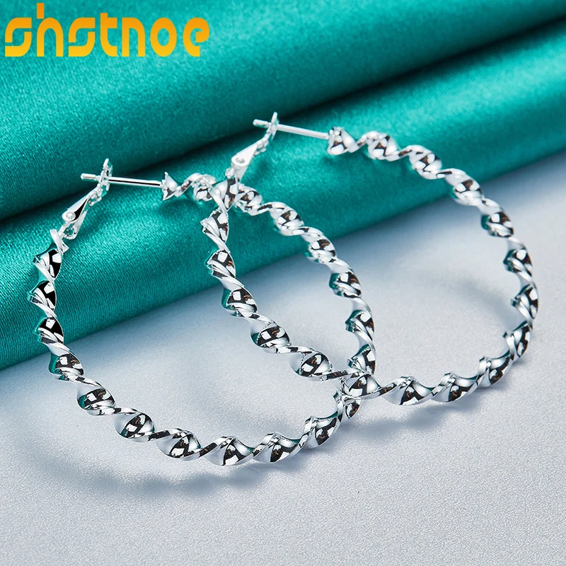 925 Sterling Silver 50mm Twisted Flower Hoop Earrings For Women Party Engagement Wedding Fashion Charm Jewelry
925 Sterling Silver 50mm Twisted Flower Hoop Earrings For Women Party Engagement Wedding Fashion Charm Jewelry