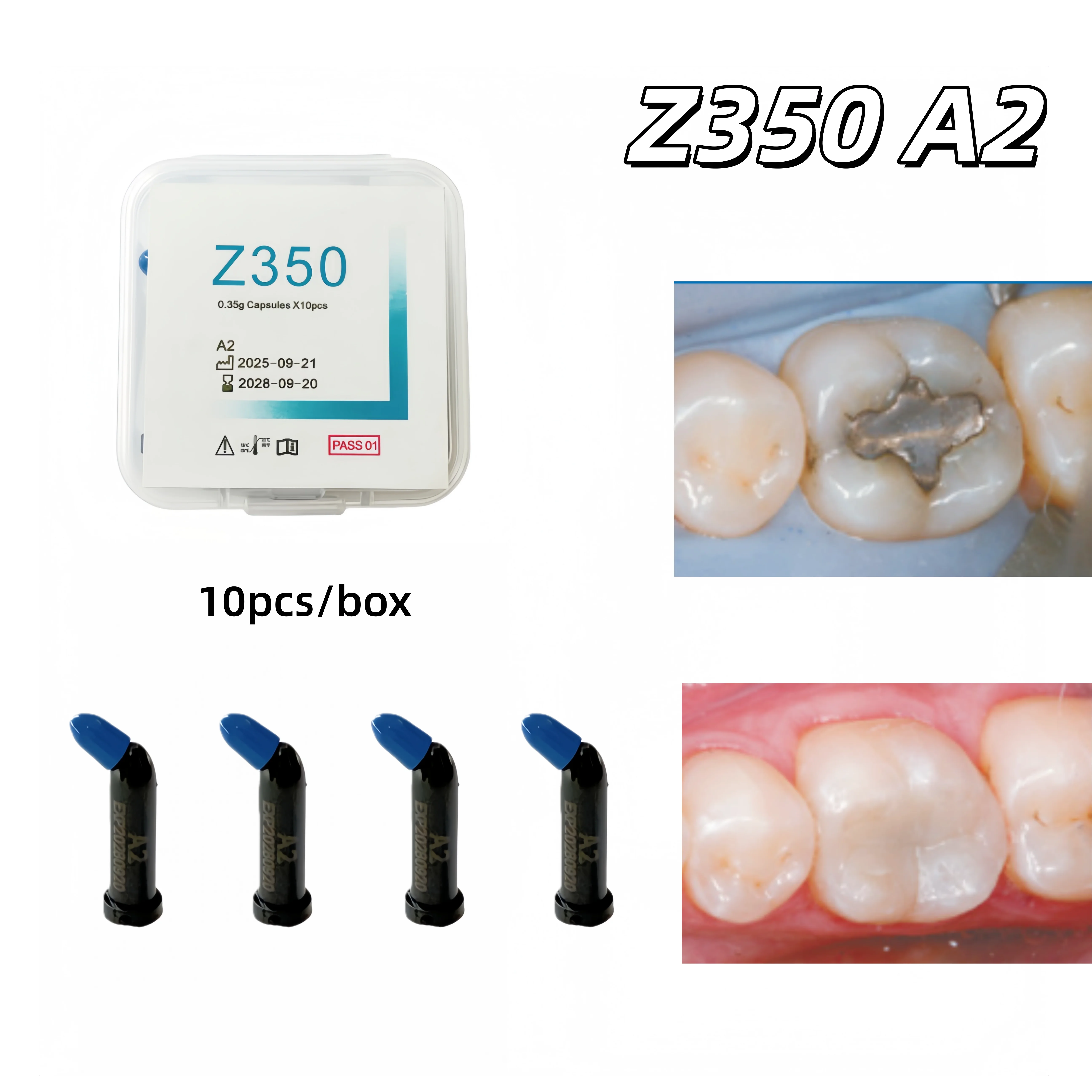 Dental Z350 A2 Unidose Composite Resin Universal Restorative Capsules Light Cure Nano Hybrid Bulk Fill 0.35g/pc
Dental Z350 A2 Unidose Composite Resin Universal Restorative Capsules Light Cure Nano Hybrid Bulk Fill 0.35g/pc