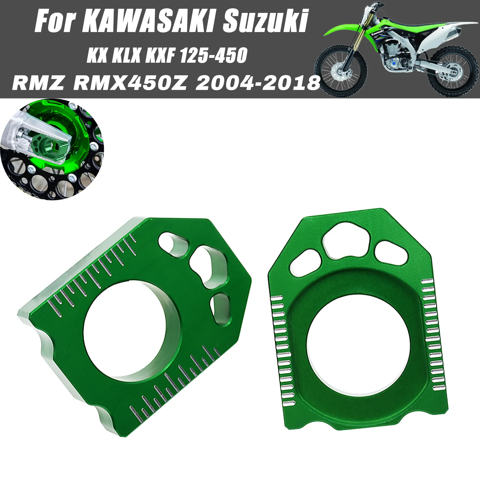 CNC high precision Rear Chain Adjuster Axle Blocks For KawasakiKX125 KX250 KX450 KX250F KX450F KLX450Rseries Dirt Bike Mod Parts
CNC high precision Rear Chain Adjuster Axle Blocks For KawasakiKX125 KX250 KX450 KX250F KX450F KLX450Rseries Dirt Bike Mod Parts