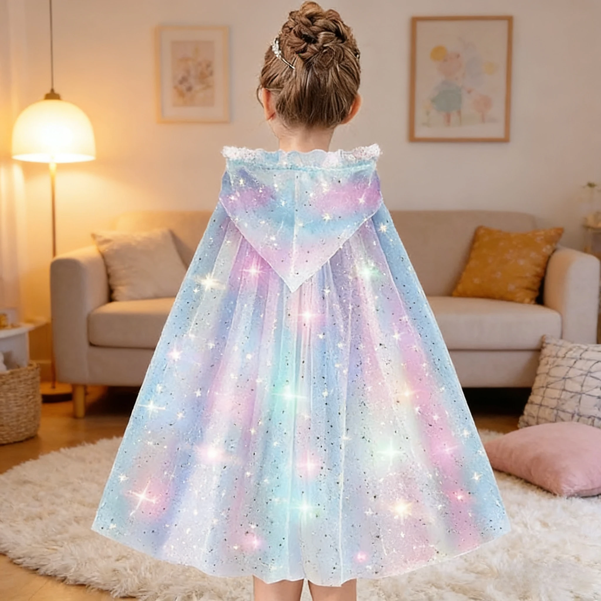 Halloween Party Costumes Cloaks with Light Strips Children's Girls Stage Performances Children's Day Celebration Cloaks
Halloween Party Costumes Cloaks with Light Strips Children's Girls Stage Performances Children's Day Celebration Cloaks