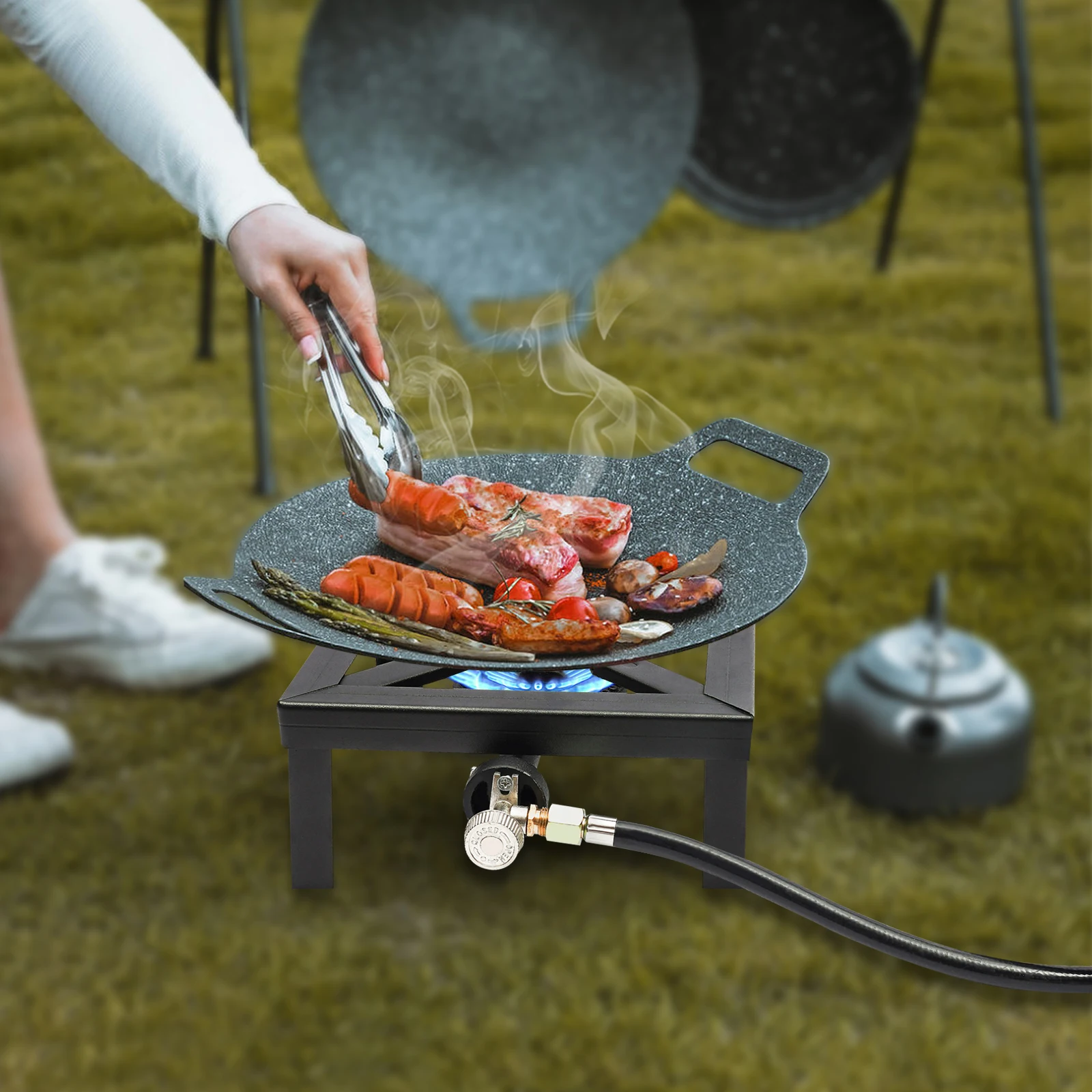 Portable Single Propane Stove Burner Cast Iron Propane Gas Cooker with Adjustable 0-20Psi Regulator Hose, Camping Cooking Stove
Portable Single Propane Stove Burner Cast Iron Propane Gas Cooker with Adjustable 0-20Psi Regulator Hose, Camping Cooking Stove