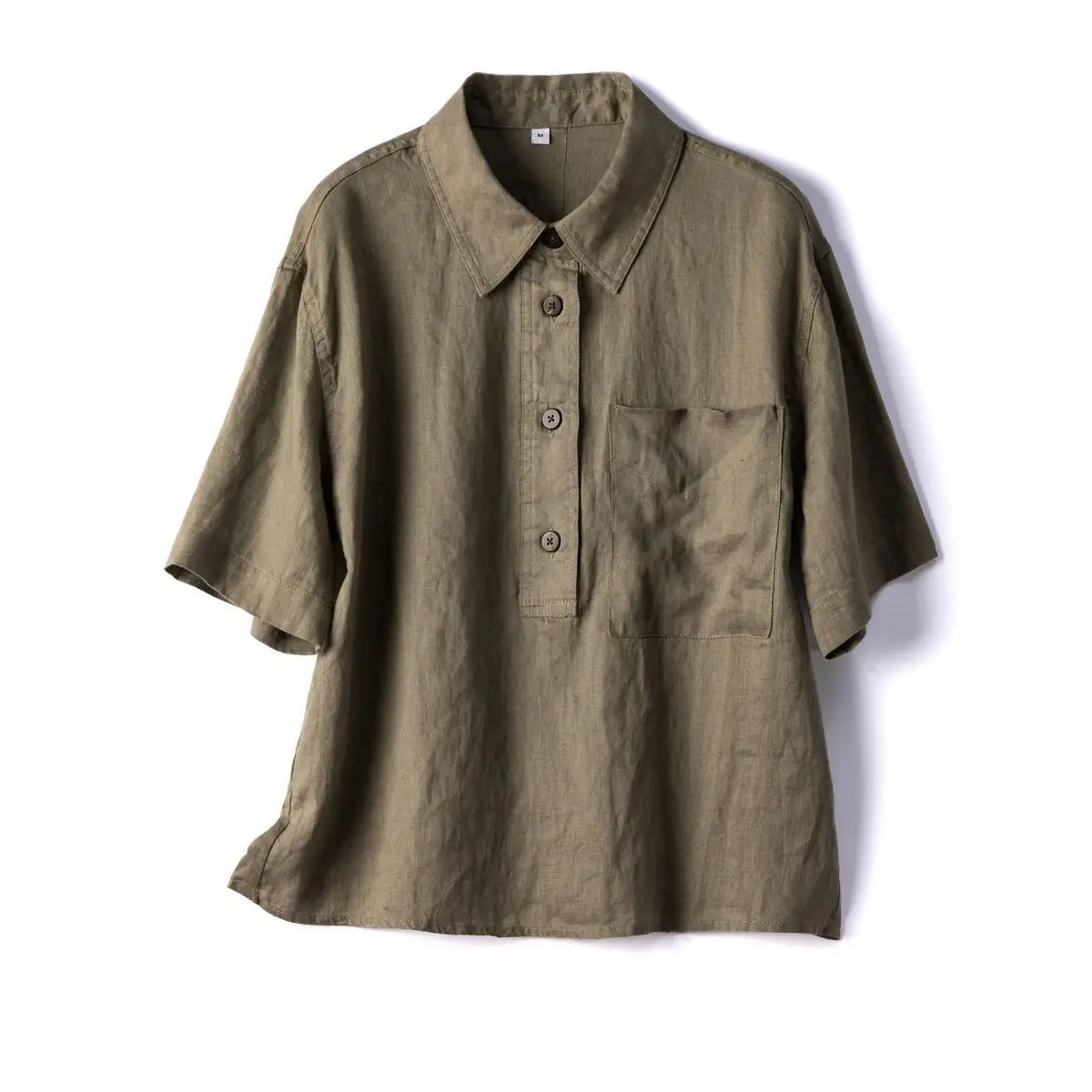 Dave&di Half Open Collar Customer Supplied Pure Linen Loose Artistic Short Sleeved Shirt Top Polo Linen Shirt
Dave&di Half Open Collar Customer Supplied Pure Linen Loose Artistic Short Sleeved Shirt Top Polo Linen Shirt