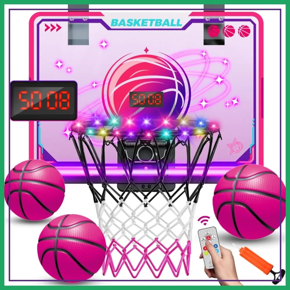 LED Basketball Hoop for Girls Indoor, 7 Color Lights Glowing Rim, Scoreboard & Remote, Sports Toys Birthday Gifts for Teens 5-12
LED Basketball Hoop for Girls Indoor, 7 Color Lights Glowing Rim, Scoreboard & Remote, Sports Toys Birthday Gifts for Teens 5-12