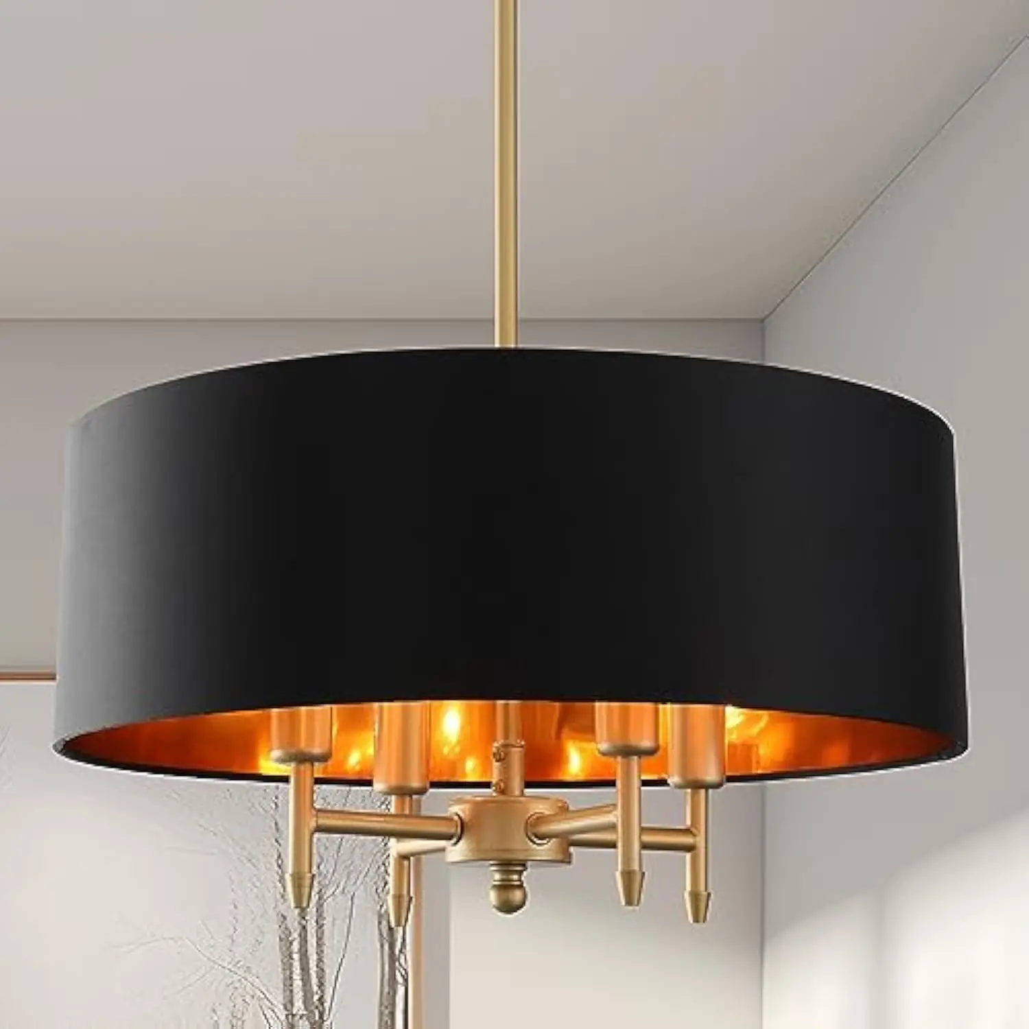 Drum Black Chandelier Gold Drum Shade Chandelier 4-Light Modern Linen 17.75“Chandeliers Light Fixture for Dining Room, Bedroom,
Drum Black Chandelier Gold Drum Shade Chandelier 4-Light Modern Linen 17.75“Chandeliers Light Fixture for Dining Room, Bedroom,
