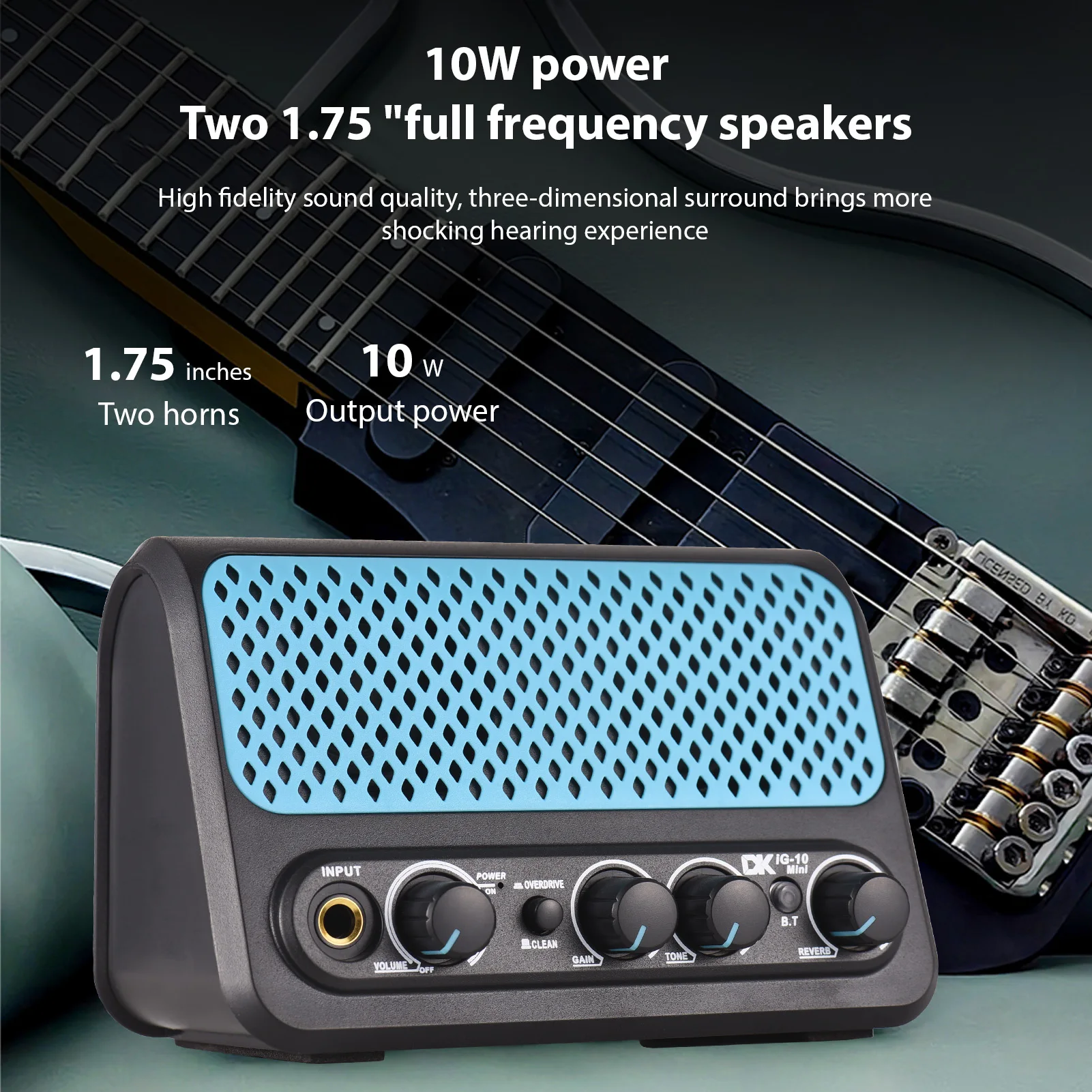DK 10W Electric Guitar Amp Clean Overdrive 2 Channel Reverb Effect Guitar Practice Speaker Plug Play BT/Headphone Connection
DK 10W Electric Guitar Amp Clean Overdrive 2 Channel Reverb Effect Guitar Practice Speaker Plug Play BT/Headphone Connection