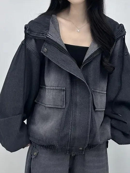 Faionable Loose Women's Denim Jaet with Hood Long Sve Early Autumn New Sle Versatile Design Cotton 00% ort Coat
Faionable Loose Women's Denim Jaet with Hood Long Sve Early Autumn New Sle Versatile Design Cotton 00% ort Coat