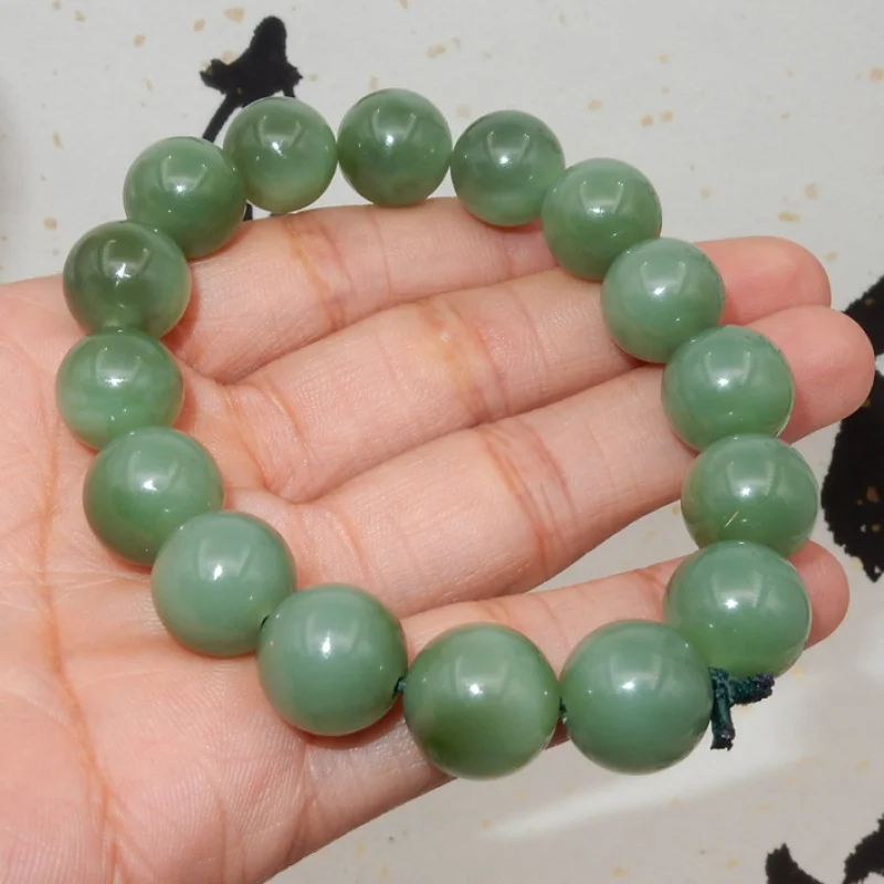 Hotan Jade Round Bead , Old Material, Duck Green, Elegant Unisex Bracelet
Hotan Jade Round Bead , Old Material, Duck Green, Elegant Unisex Bracelet