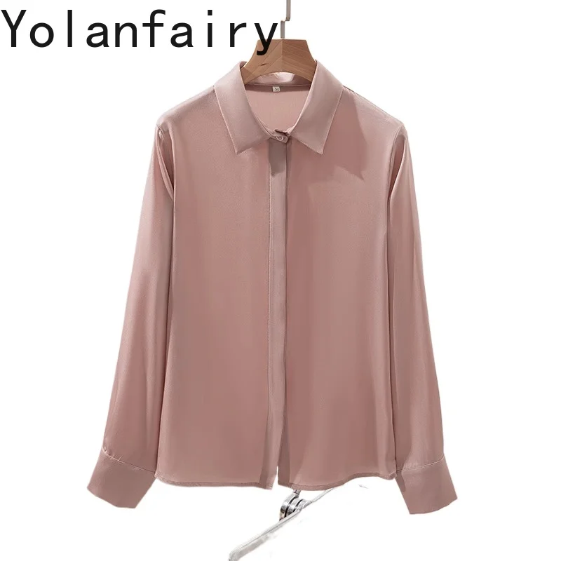 YOLANFAIRY 93% Mulberry Silk 7% Spandex Women Shirts Elegant Office Wear Woman Long Sleeve Top Shirt Korean Fashion Shirts Dames
YOLANFAIRY 93% Mulberry Silk 7% Spandex Women Shirts Elegant Office Wear Woman Long Sleeve Top Shirt Korean Fashion Shirts Dames