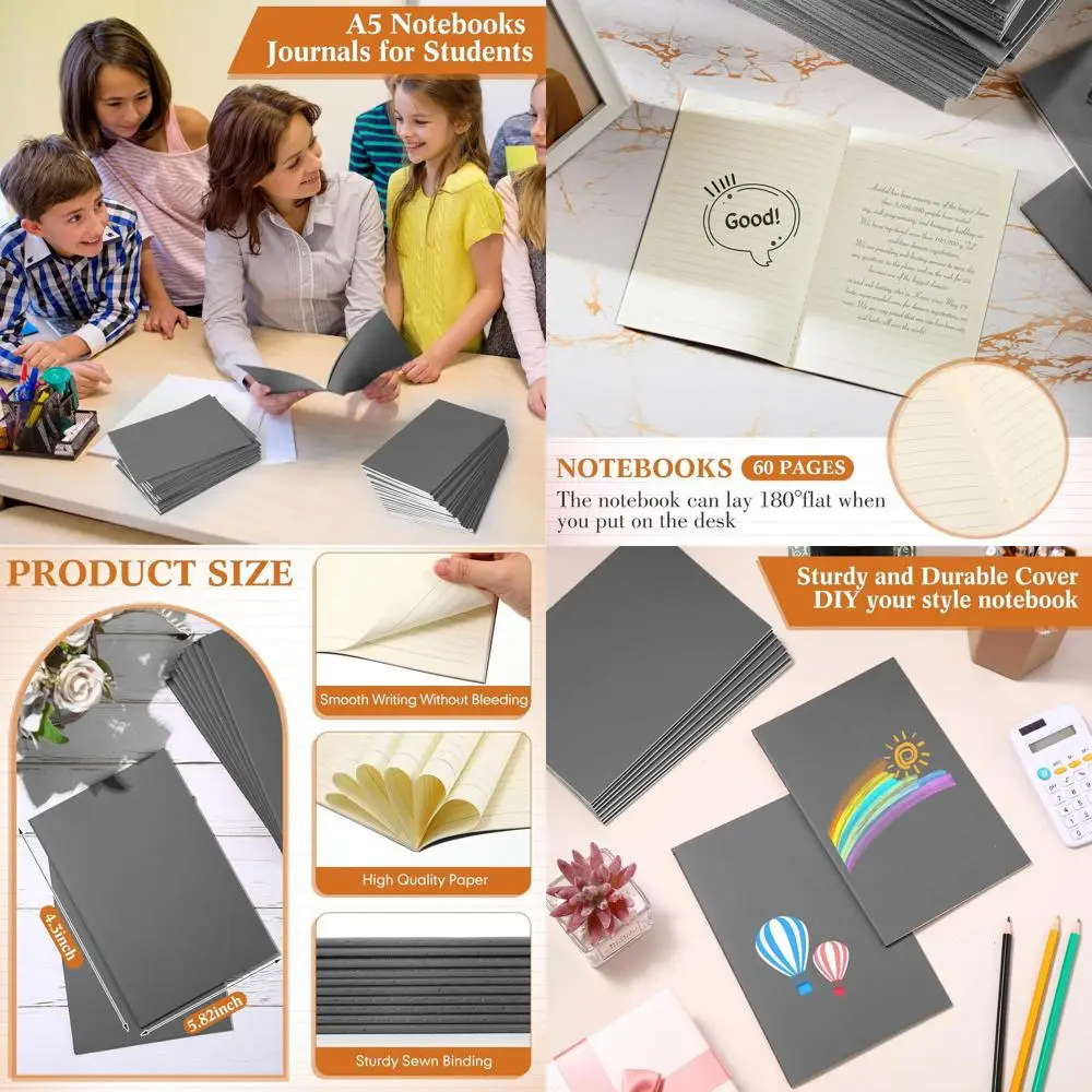 A6 Kraft Softcover Notebooks, 150 Pack, 48 Lined Pages, 5.82x4.13 Inches, Dark Gray for Kids, Students, and Office Use
A6 Kraft Softcover Notebooks, 150 Pack, 48 Lined Pages, 5.82x4.13 Inches, Dark Gray for Kids, Students, and Office Use