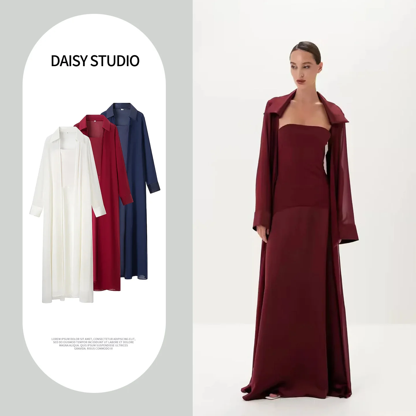 Summer New Women's Holiday Style Long Sleeve Transparent Cover up Maxi Strapless Dress Set Turn down Collar Spring Fashion
Summer New Women's Holiday Style Long Sleeve Transparent Cover up Maxi Strapless Dress Set Turn down Collar Spring Fashion