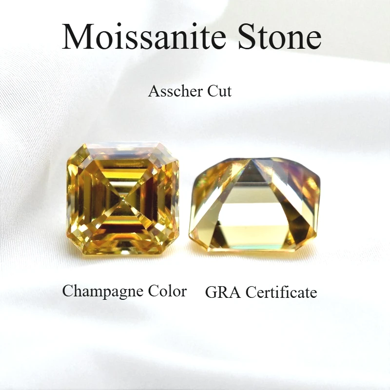 Moissanite Stone Asscher Cut Champagne Color Extremely Shiny Quality DIY Charms Ring Necklace Earring Main Materials
Moissanite Stone Asscher Cut Champagne Color Extremely Shiny Quality DIY Charms Ring Necklace Earring Main Materials
