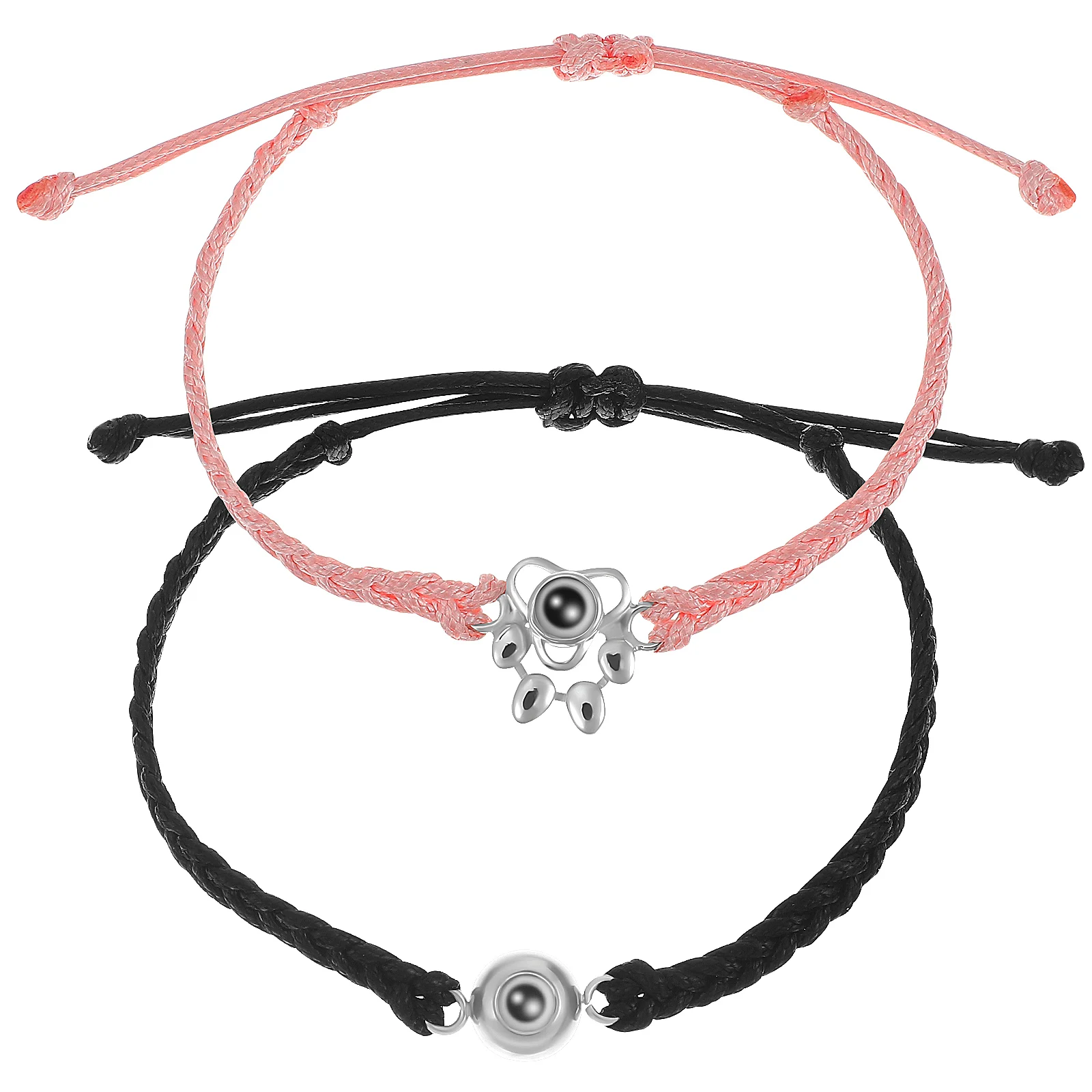 2 Pcs Braided Bracelets Black Circle Pink Dog Paw Charm Adjustable Woven Hand Ropes Woven Bracelets For Gift
2 Pcs Braided Bracelets Black Circle Pink Dog Paw Charm Adjustable Woven Hand Ropes Woven Bracelets For Gift