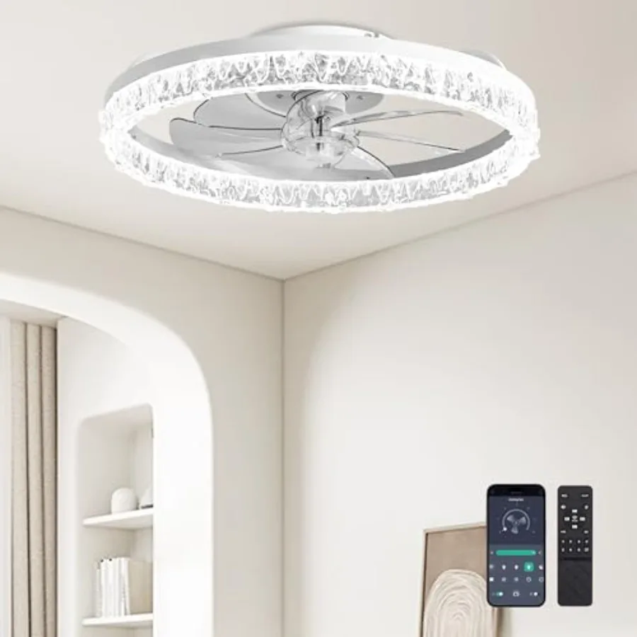 Ceiling Fans with Lights and Remote Fandelier - 20" Flush Mount Low Profile Modern Ceiling Fans for Bedroom - Stepless Color Te
Ceiling Fans with Lights and Remote Fandelier - 20" Flush Mount Low Profile Modern Ceiling Fans for Bedroom - Stepless Color Te