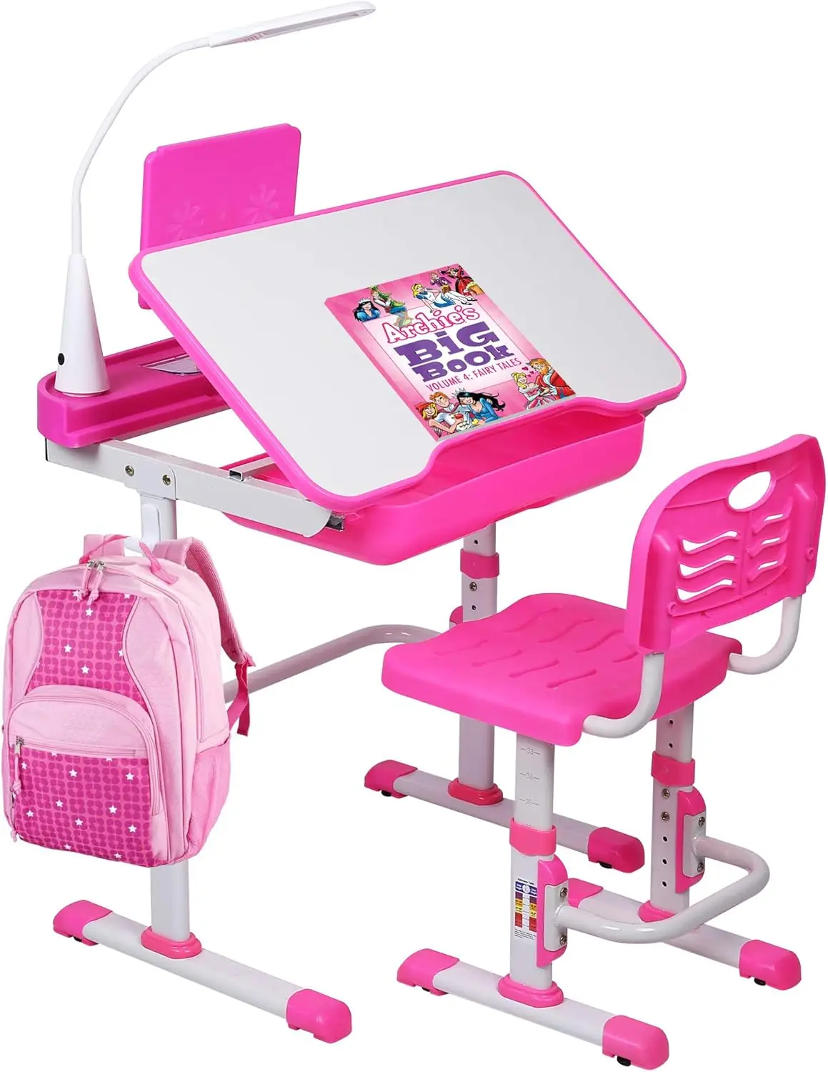 Desk and Chair Set, Height Adjustable Child's School Study Writing Tables with Tilt Desktop, LED Light, Storage Drawer, Boo
Desk and Chair Set, Height Adjustable Child's School Study Writing Tables with Tilt Desktop, LED Light, Storage Drawer, Boo