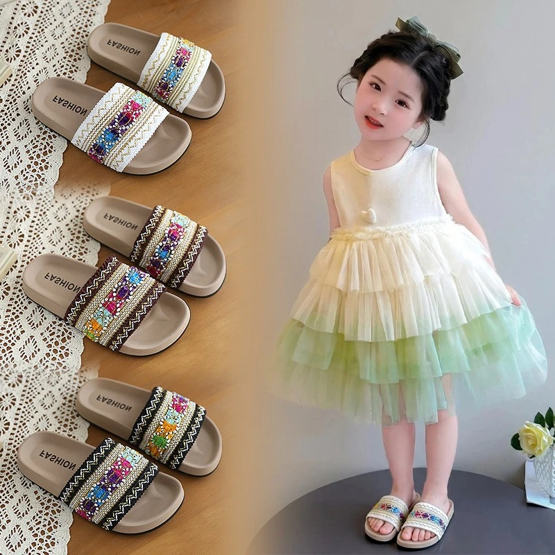 Mumoresip Girls Boho Slippers Summer Elegant Woven Children Open-toe Slippers Outdoor Thick Bottom Non-slip Kids Beach Slippers
Mumoresip Girls Boho Slippers Summer Elegant Woven Children Open-toe Slippers Outdoor Thick Bottom Non-slip Kids Beach Slippers