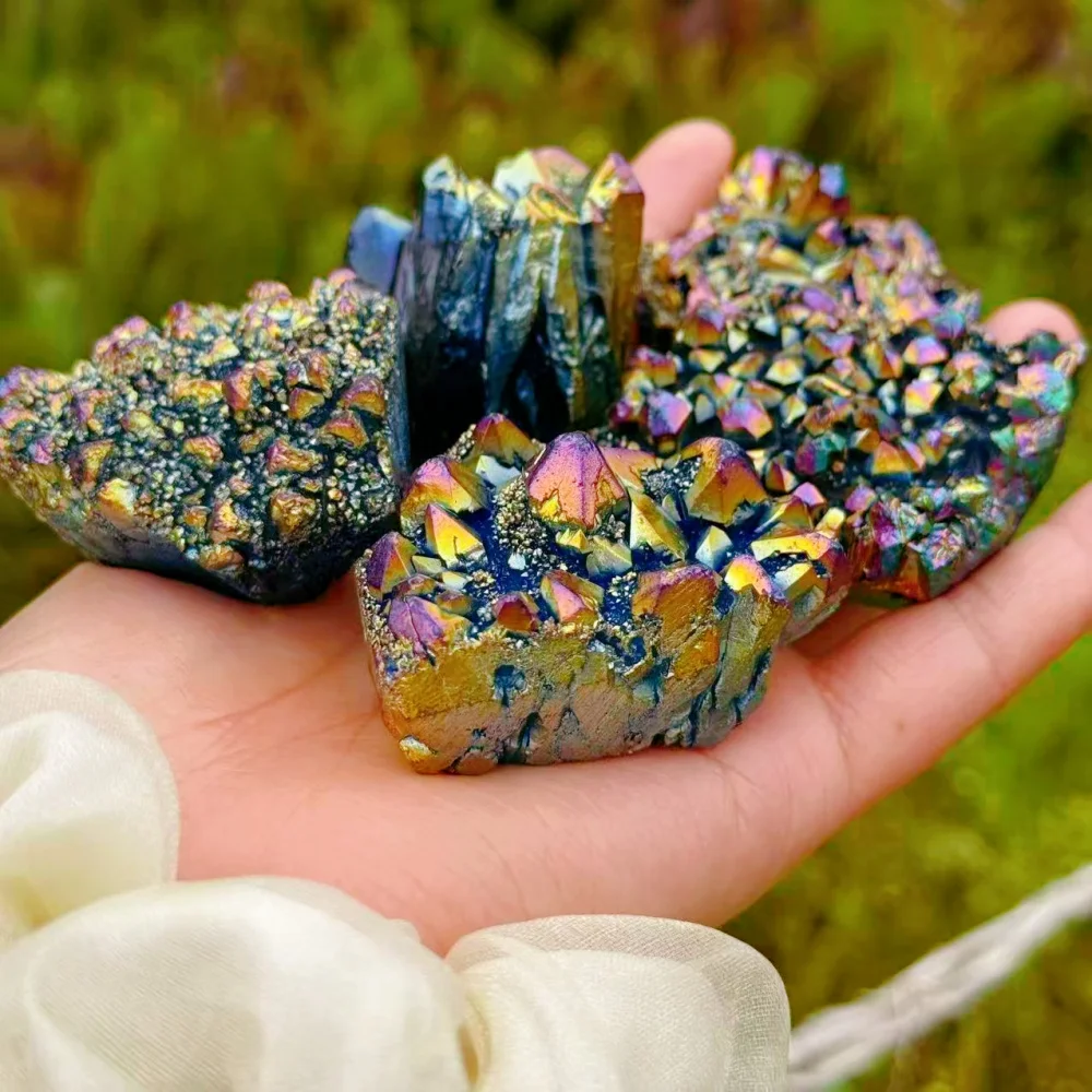 Wholesale Price Natural Aura Quartz Cluster Electroplate Rainbow Titanium Angel Aura Crystal Cluster for Home Decor Healing Gift
Wholesale Price Natural Aura Quartz Cluster Electroplate Rainbow Titanium Angel Aura Crystal Cluster for Home Decor Healing Gift