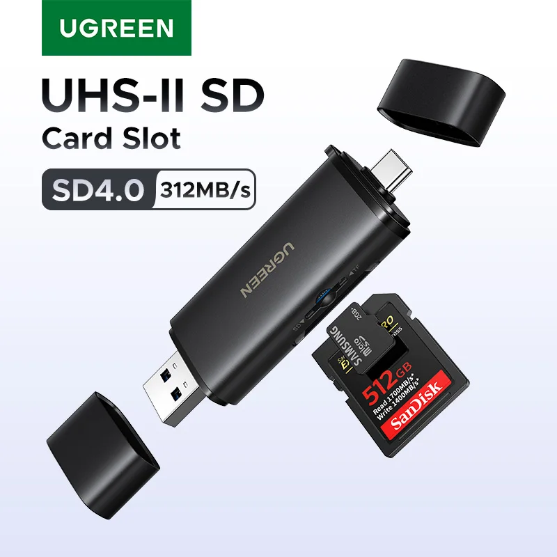 UGREEN USB C SD 4.0 Устройство чтения карт памяти USB 312 МБ/с USB3.0 и USB C к SD Micro SD TF-карте для ПК, ноутбука UHS-II/UHS-I
UGREEN USB C SD 4.0 Устройство чтения карт памяти USB 312 МБ/с USB3.0 и USB C к SD Micro SD TF-карте для ПК, ноутбука UHS-II/UHS-I
