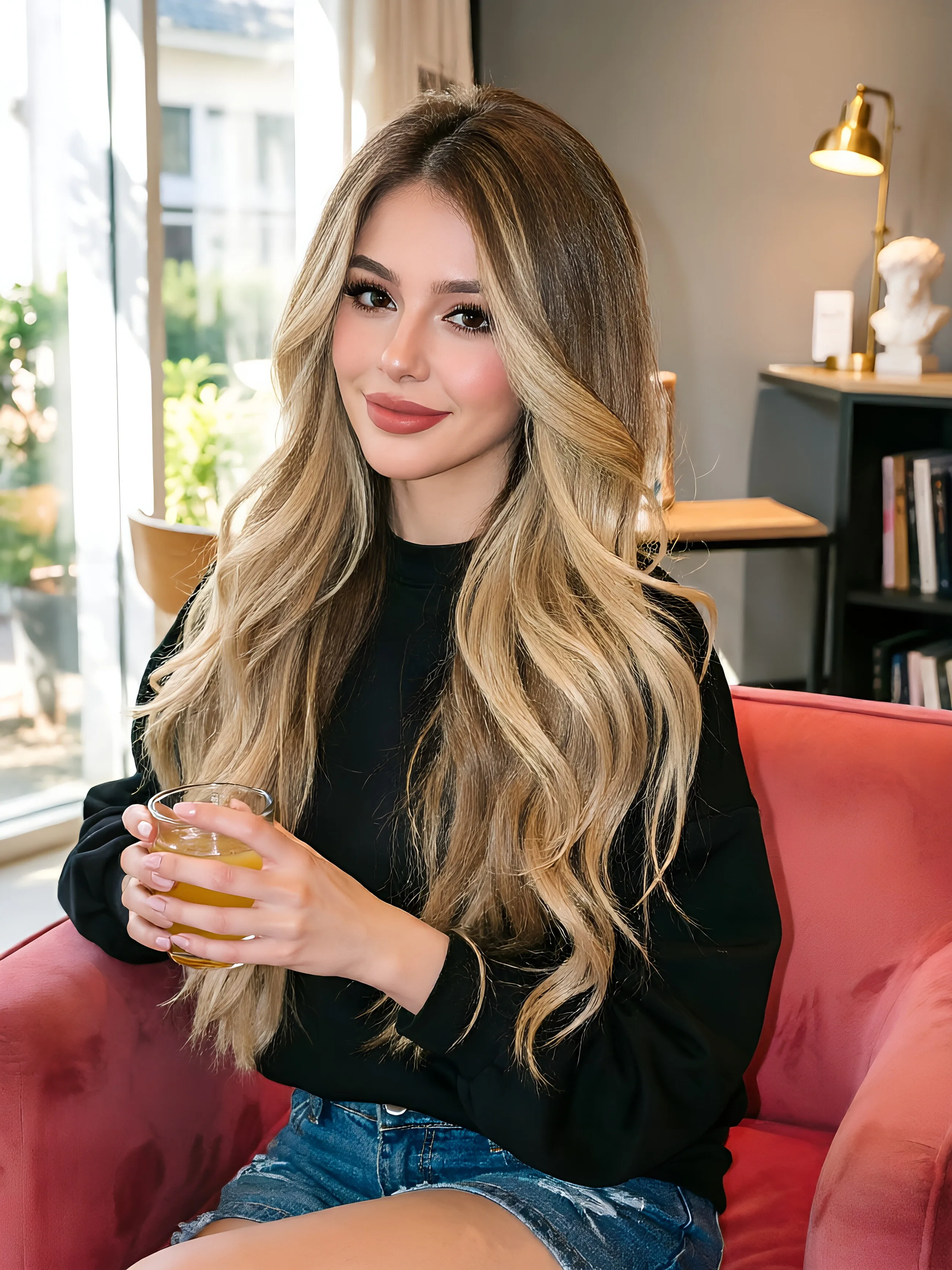 Golden gradient dyed wig headband mechanism, synthetic fiber headband with wavy and layered temperament, new style
Golden gradient dyed wig headband mechanism, synthetic fiber headband with wavy and layered temperament, new style