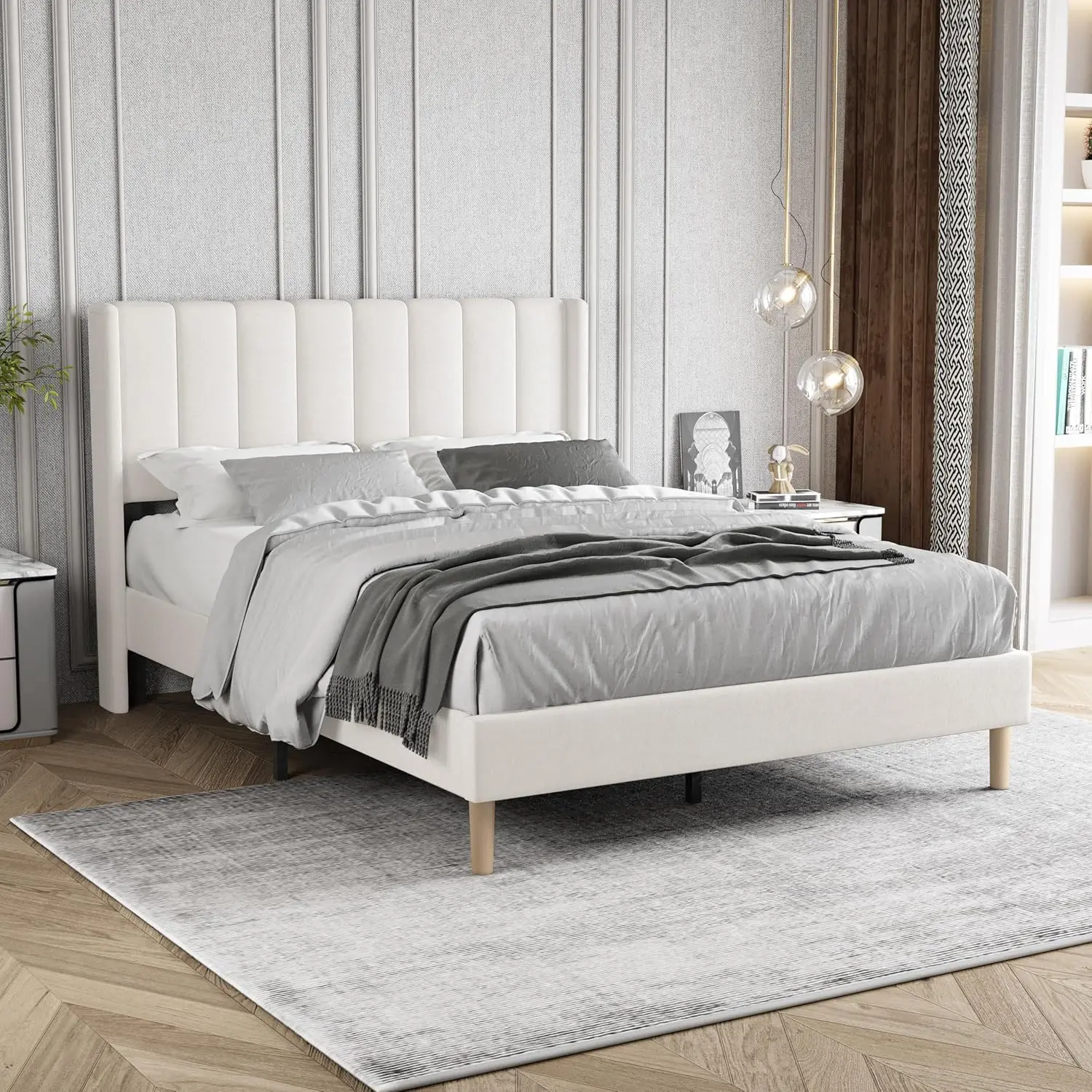 Upholstered Platform Bed Frame Full Size with Headboard,Strong Wooden Slats Support No Box Spring Needed Easy, Customized
Upholstered Platform Bed Frame Full Size with Headboard,Strong Wooden Slats Support No Box Spring Needed Easy, Customized