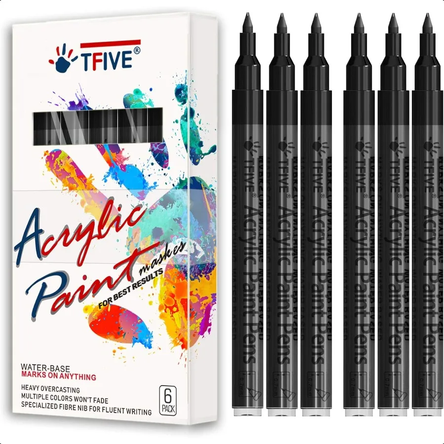 Black Marker Paint Pens 6 Pack Acrylic Black Permanent Marker 0.7mm Extra Fine Tip Paint Pen for Art projects Drawing Rock Pain
Black Marker Paint Pens 6 Pack Acrylic Black Permanent Marker 0.7mm Extra Fine Tip Paint Pen for Art projects Drawing Rock Pain