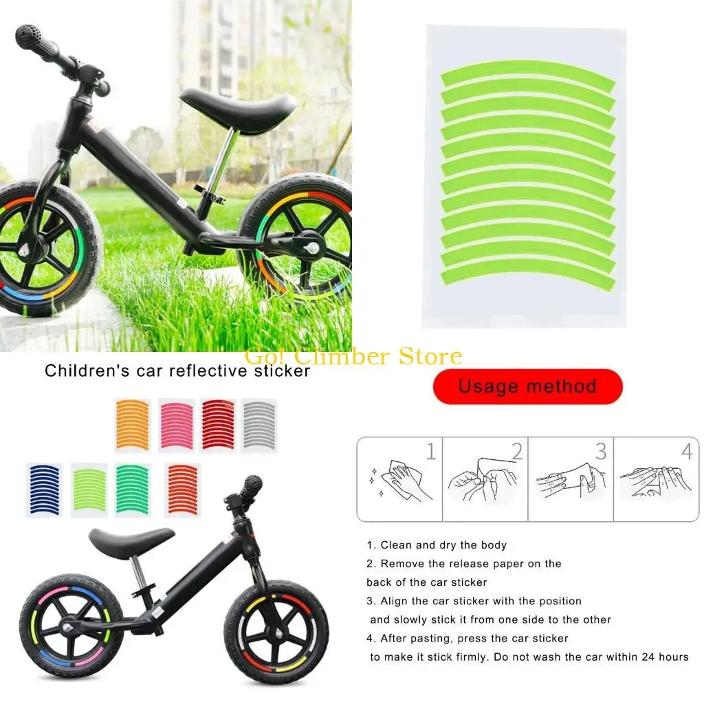 Q84C 12Pcs Reflective Tire Sticker Kid Balance Bike Safety Sticker Wheel Decoration Children Balance Bike Warning Stickers
Q84C 12Pcs Reflective Tire Sticker Kid Balance Bike Safety Sticker Wheel Decoration Children Balance Bike Warning Stickers