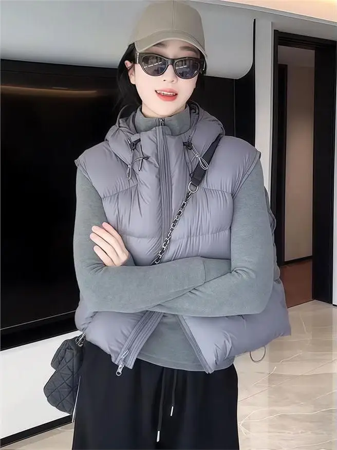 Women's down Vest 2025 Autumn Winter New Style Korean Casual Loose Small Size Slimming Hooded Goose down Shoulder Pad Vest
Women's down Vest 2025 Autumn Winter New Style Korean Casual Loose Small Size Slimming Hooded Goose down Shoulder Pad Vest
