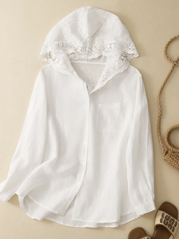 Elegant White Cotton Linen Lace Hooded Sun Protection Shirt Women Summer Lightweight Breathable Long Sleeve Open Cardigan Top
Elegant White Cotton Linen Lace Hooded Sun Protection Shirt Women Summer Lightweight Breathable Long Sleeve Open Cardigan Top
