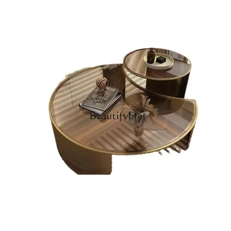 Italian minimalist size combination round coffee table creative personality glass edge table modern simple small apartment
Italian minimalist size combination round coffee table creative personality glass edge table modern simple small apartment