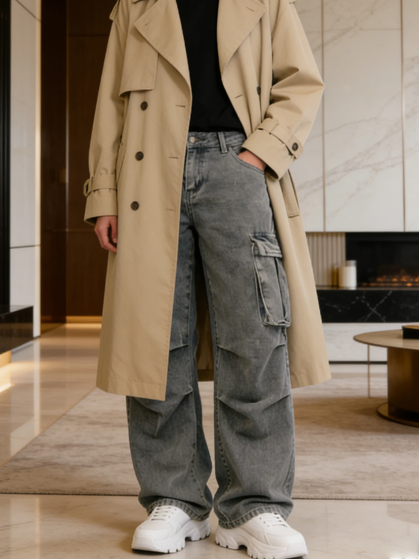 High Street Washed Workwear Wide-Leg Pants for Men, Multi-Pocket Design, Loose Straight-Leg Cool Denim Trousers
High Street Washed Workwear Wide-Leg Pants for Men, Multi-Pocket Design, Loose Straight-Leg Cool Denim Trousers