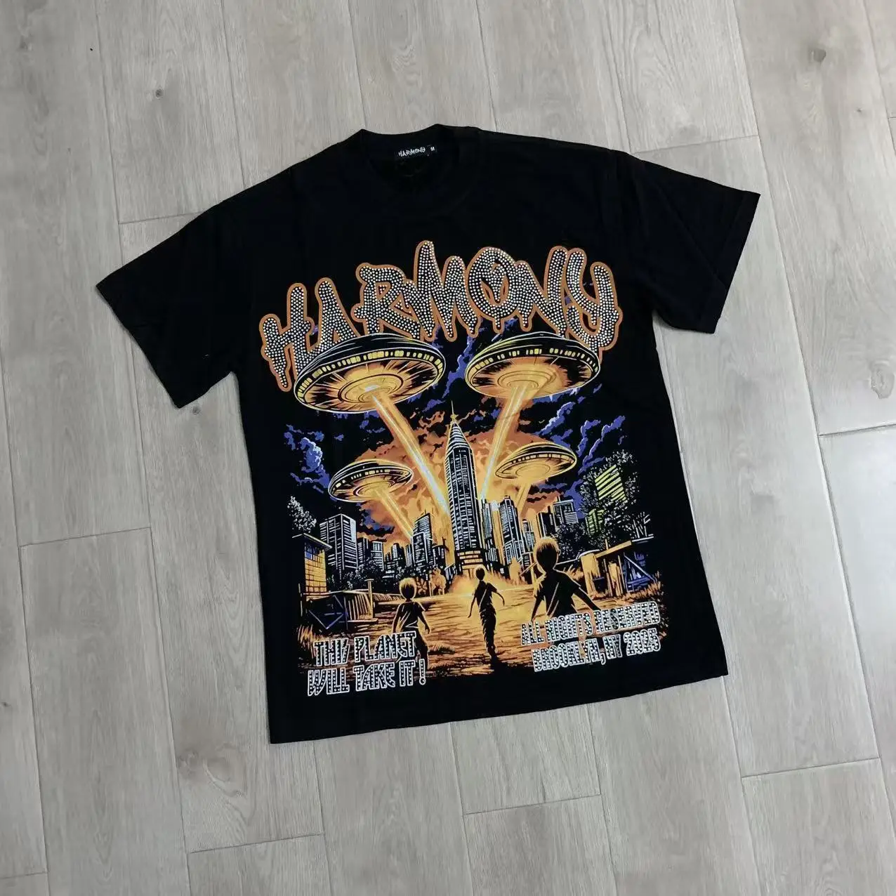 Oversized Black HARMONY 2026 Rhinestone Short Sleeved T Shirt Men Women High Quality Tee Tops T-Shirt
Oversized Black HARMONY 2026 Rhinestone Short Sleeved T Shirt Men Women High Quality Tee Tops T-Shirt