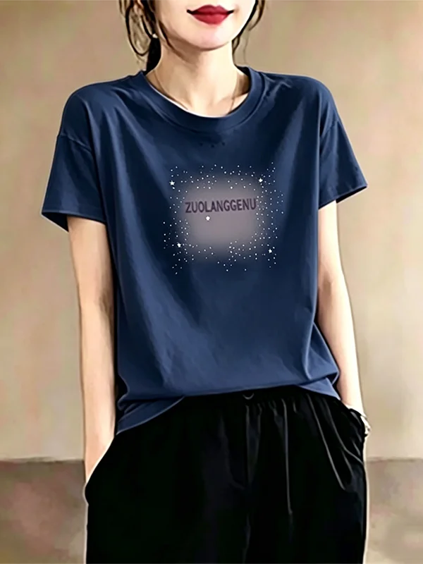 Slim Fit round Neck Short Sleeve T-Shirt Women's Summer Breathable Polyester Fiber Printed Top Versatile Korean Style Small Size
Slim Fit round Neck Short Sleeve T-Shirt Women's Summer Breathable Polyester Fiber Printed Top Versatile Korean Style Small Size