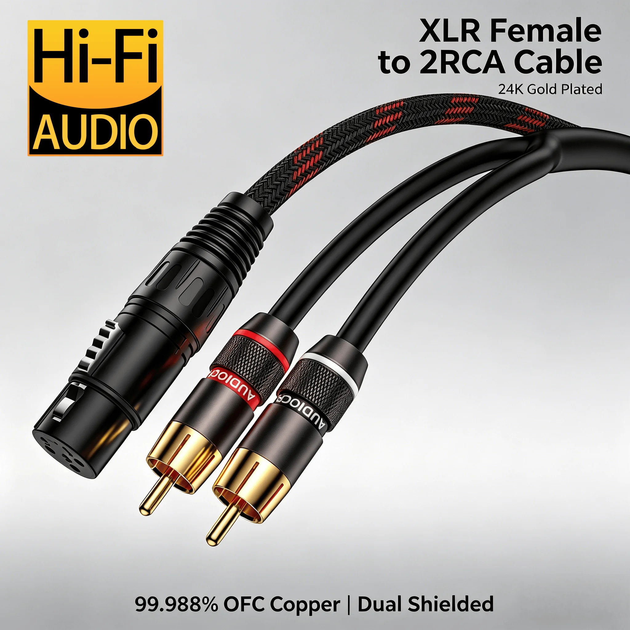 HiFi 6N OFC XLR to 2RCA Audio Cable Hi-End XLR to Dual RCA Audio Cord Adapter for Studio & Home Audio
HiFi 6N OFC XLR to 2RCA Audio Cable Hi-End XLR to Dual RCA Audio Cord Adapter for Studio & Home Audio