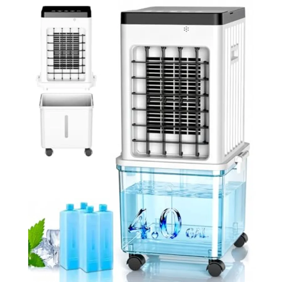 Swamp Cooler for room office bedroom, white plastic evaporative air cooler with large water tank, 4 ice packs, 24H cooling time
Swamp Cooler for room office bedroom, white plastic evaporative air cooler with large water tank, 4 ice packs, 24H cooling time