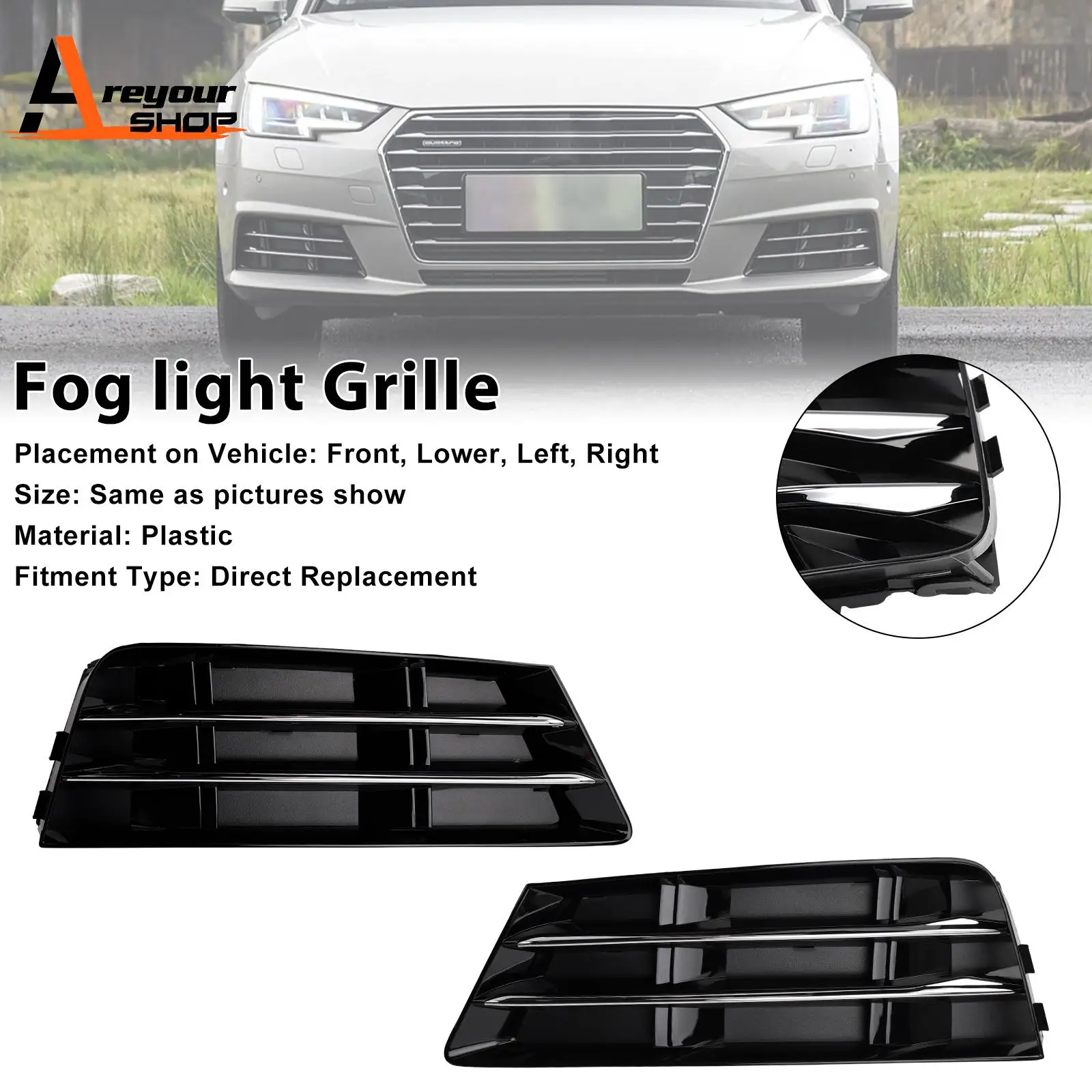 2PCS Front Fog Light Grille Lower Bumper Grill Fit for AUDI A4 B9 2016 2017 2018
2PCS Front Fog Light Grille Lower Bumper Grill Fit for AUDI A4 B9 2016 2017 2018