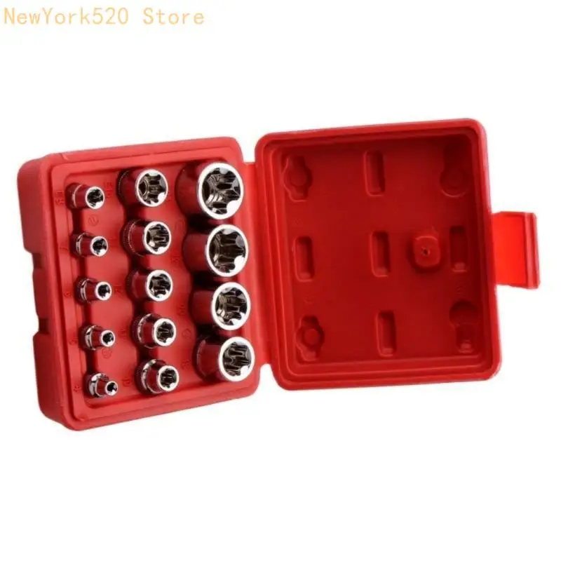N84C 14Pcs Female E Star Socket Set E4-E24 Drive E-Star External Hexagonal Sleeve Impact Wrench Repair Tool
N84C 14Pcs Female E Star Socket Set E4-E24 Drive E-Star External Hexagonal Sleeve Impact Wrench Repair Tool