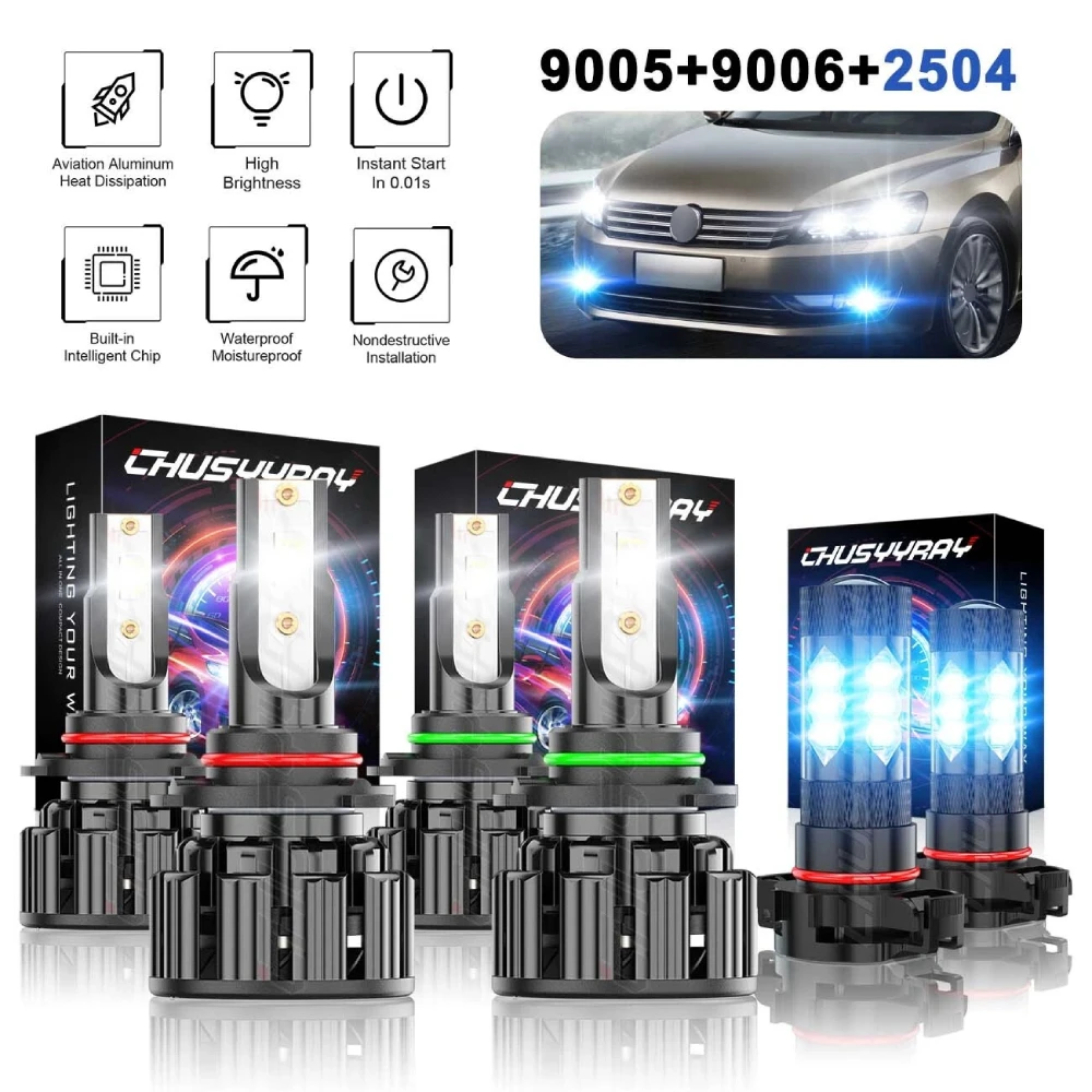 6x Canbus 9005 9006 2504 Canbus LED Headlight High Low+Blue Fog Lamp 6000K White Super Bright 100000LM 1:1 Same Size Plug & Play
6x Canbus 9005 9006 2504 Canbus LED Headlight High Low+Blue Fog Lamp 6000K White Super Bright 100000LM 1:1 Same Size Plug & Play