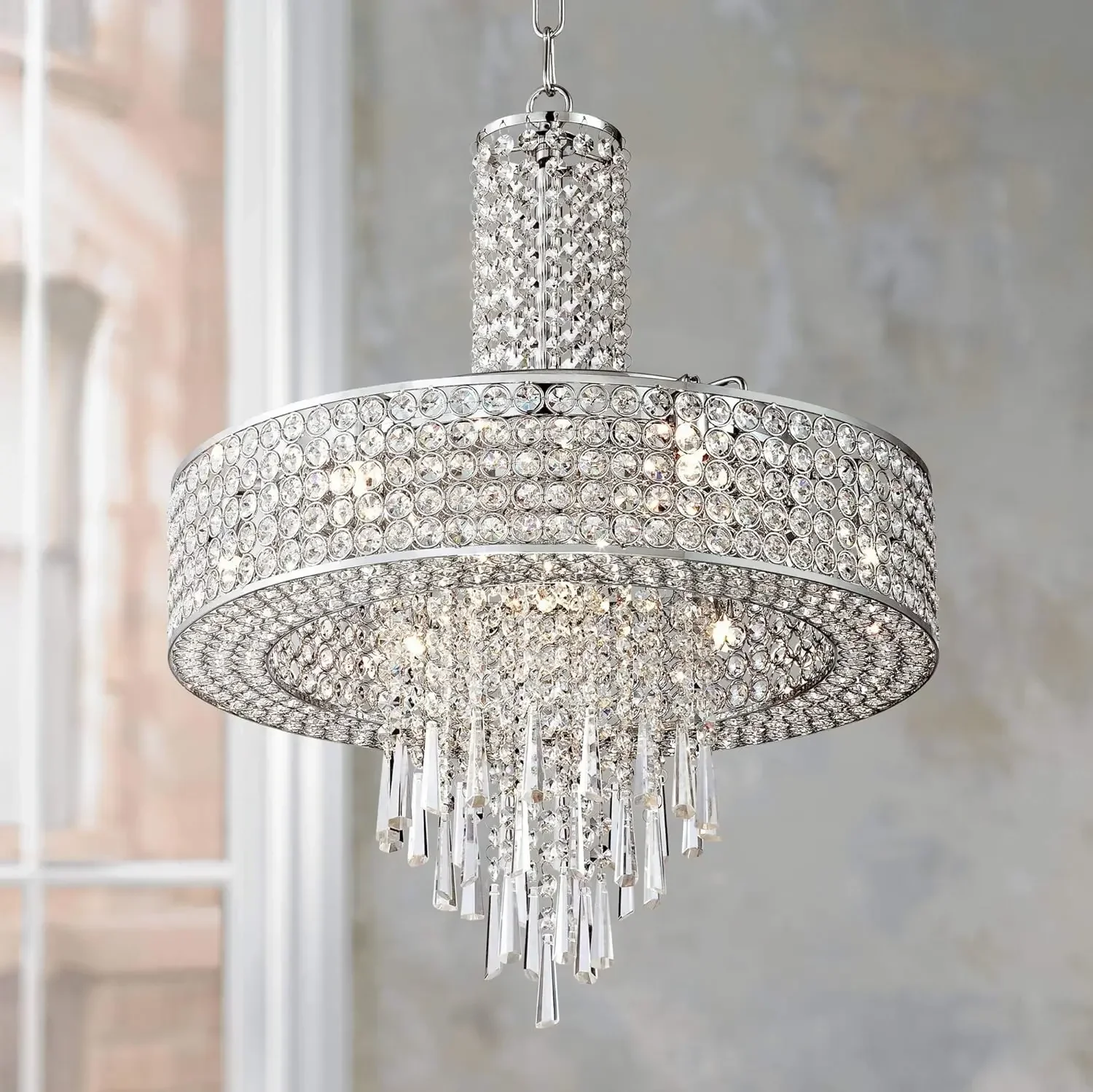 Cascade Chrome Vienna Full Spectrum Crystal Drum Pendant Chandelier Lighting 19 1/2" Wide Modern Halogen 9-Light Fixture Dining
Cascade Chrome Vienna Full Spectrum Crystal Drum Pendant Chandelier Lighting 19 1/2" Wide Modern Halogen 9-Light Fixture Dining