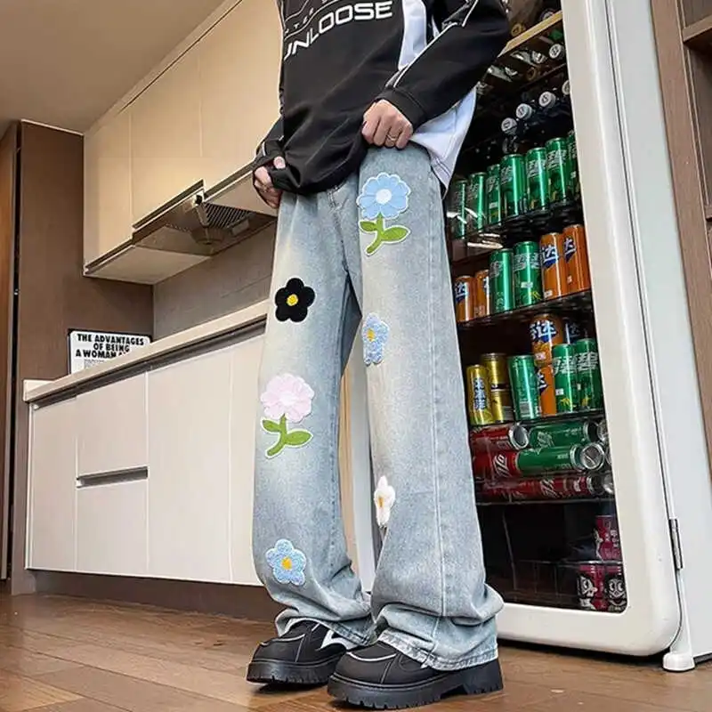 Men's Hiphop Flared Jeans mid Waist hine Embroidery Casual Straight Leg Denim Pants Summer Wear Resistant Trousers
Men's Hiphop Flared Jeans mid Waist hine Embroidery Casual Straight Leg Denim Pants Summer Wear Resistant Trousers