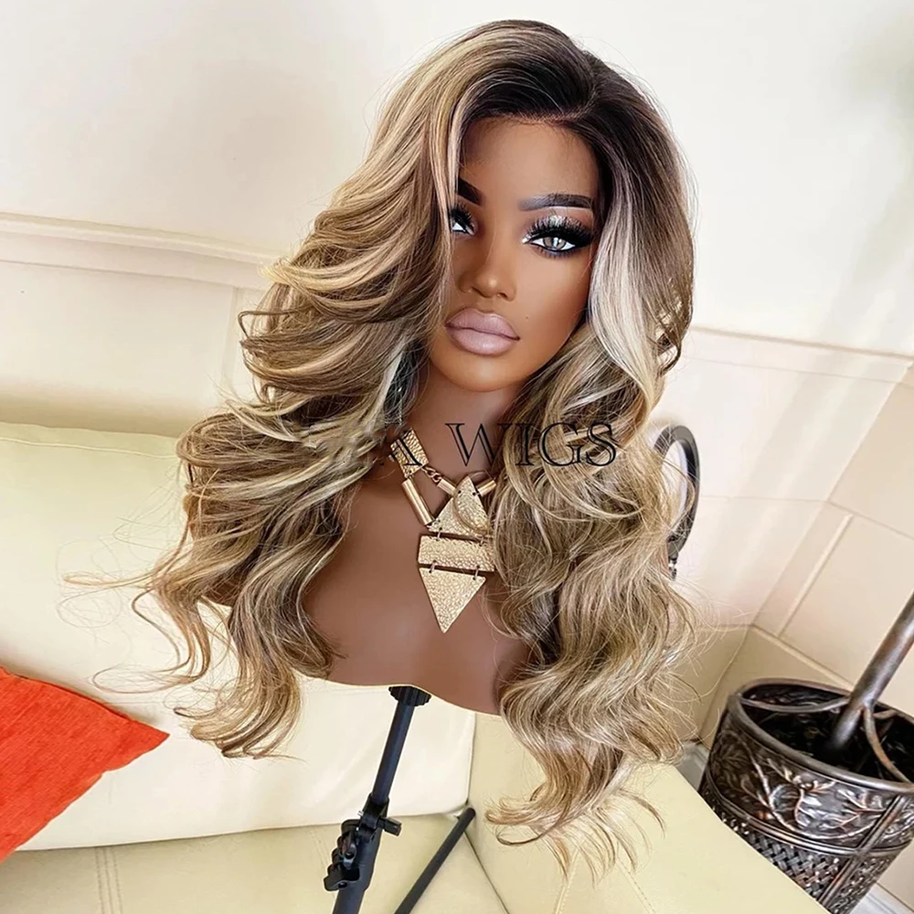 Balayage Blonde Lace Front Wig Dark Roots HD Lace Wig 26 "Свободная часть длинного синтетического волокна Волнистый блондин парик для женщин Wear&Go
Balayage Blonde Lace Front Wig Dark Roots HD Lace Wig 26 "Свободная часть длинного синтетического волокна Волнистый блондин парик для женщин Wear&Go