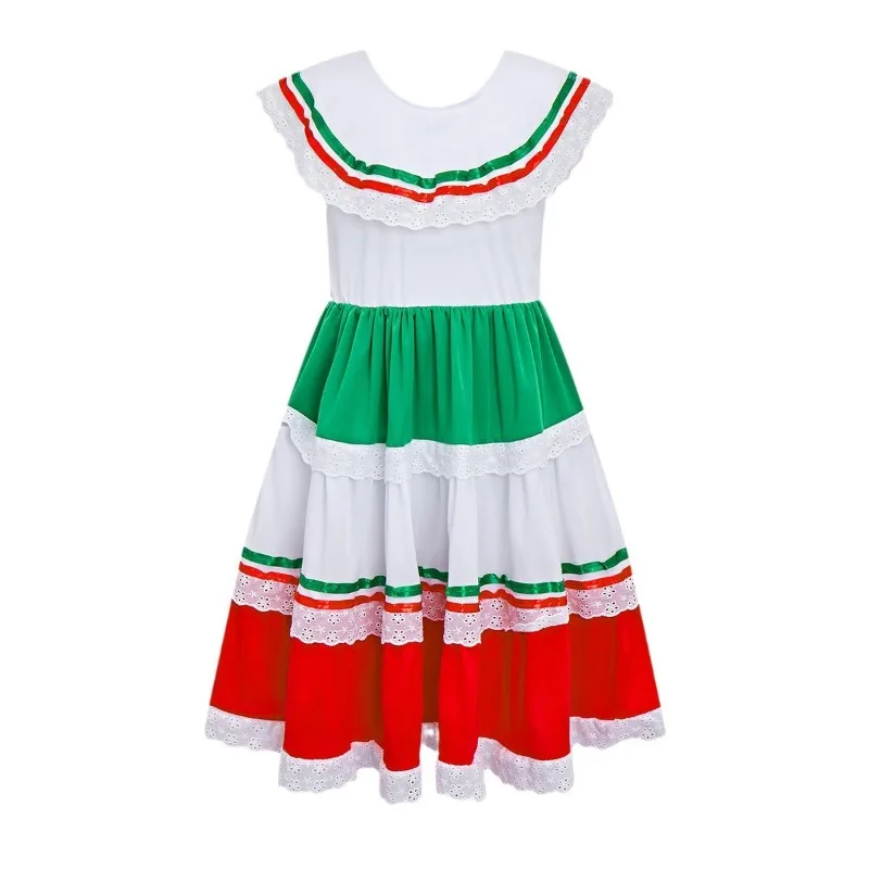 Girls Sweet Mexican Lace Dress May Day Ethnic Carnival Party Costume
Girls Sweet Mexican Lace Dress May Day Ethnic Carnival Party Costume